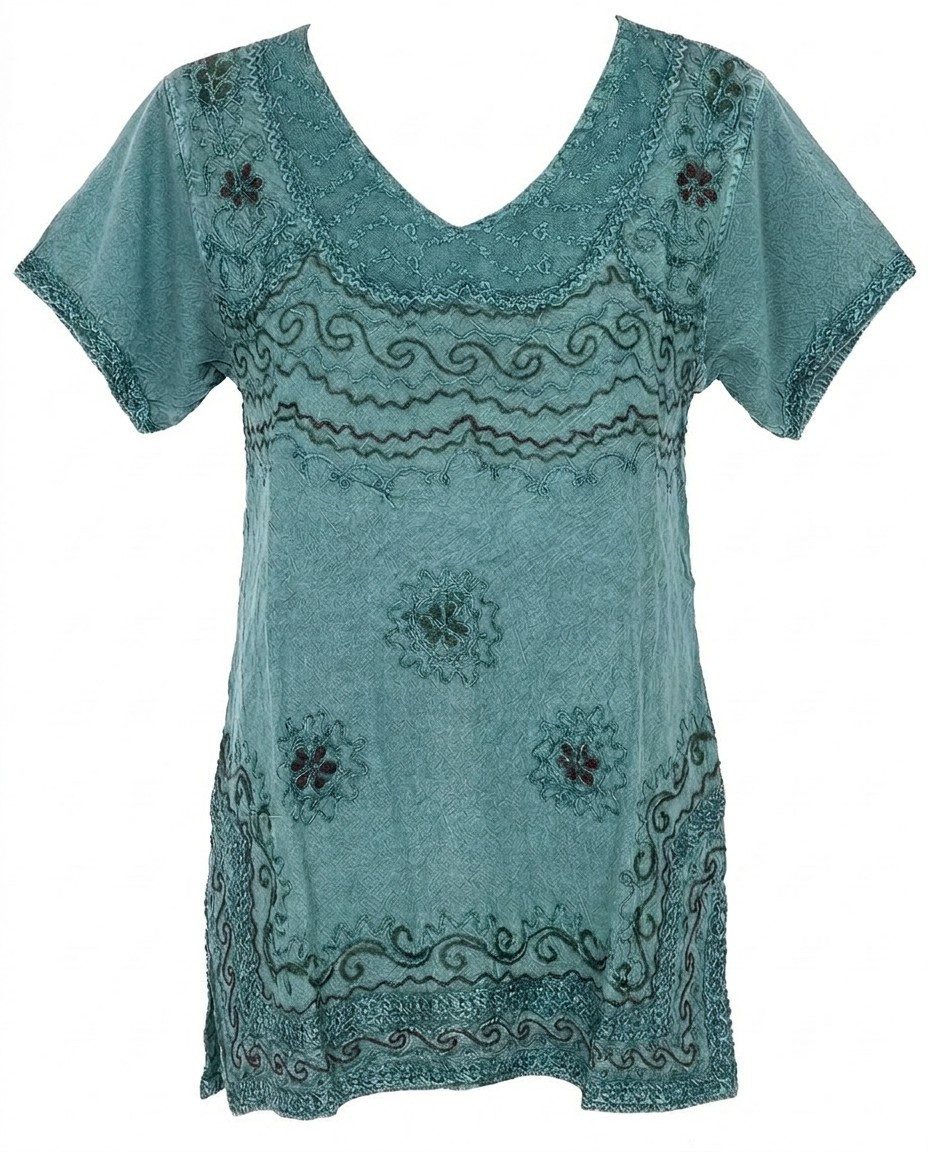 Guru-Shop Longbluse Bestickte indische Tunika, alternative Boho.. alternative Bekleidung