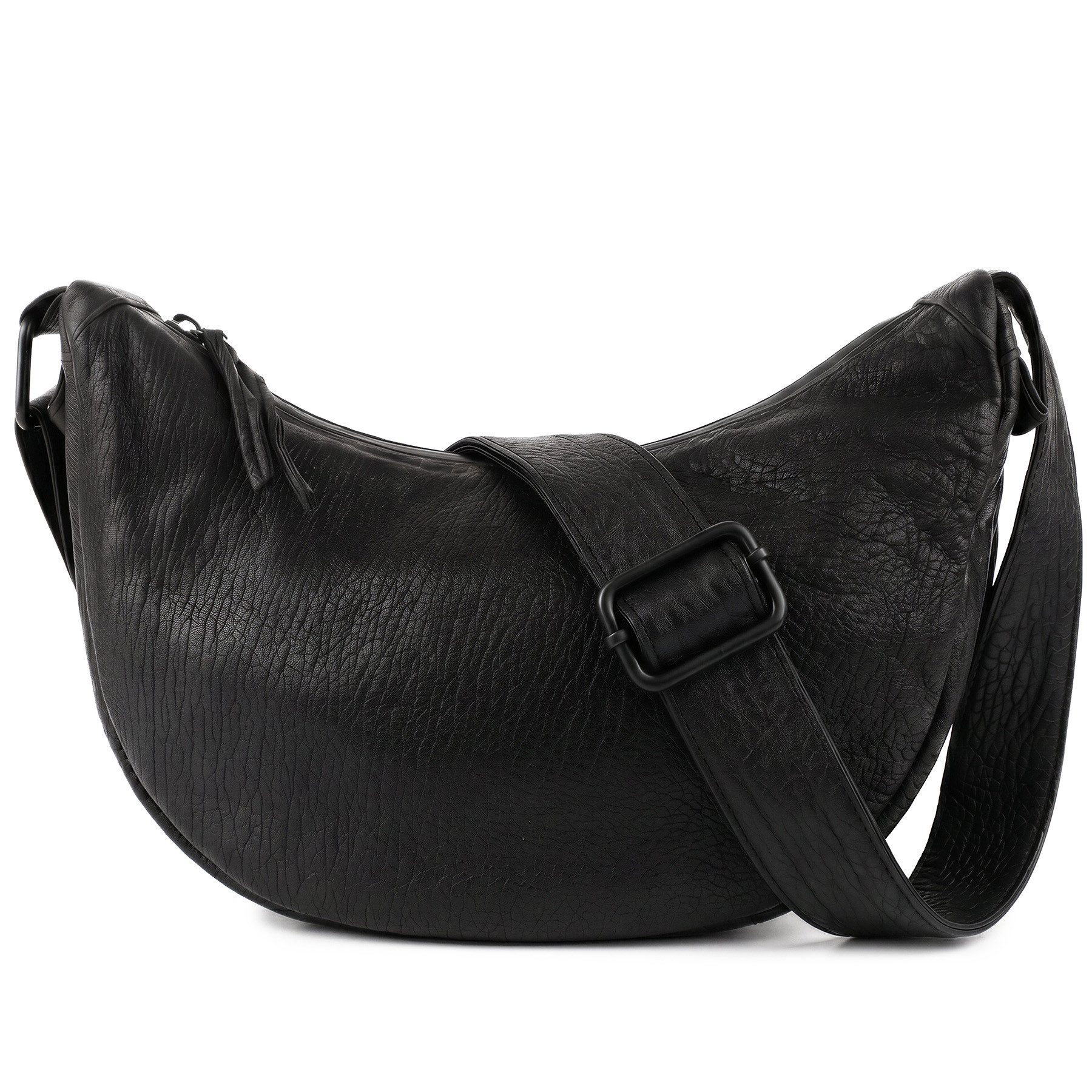 FEYNSINN Umhängetasche echt Leder Moon Bag LYKKE Schultertasche schwarz Handtasche, Moonbag Echtleder für Damen, Umhängetasche schwarz Jumbo Leder