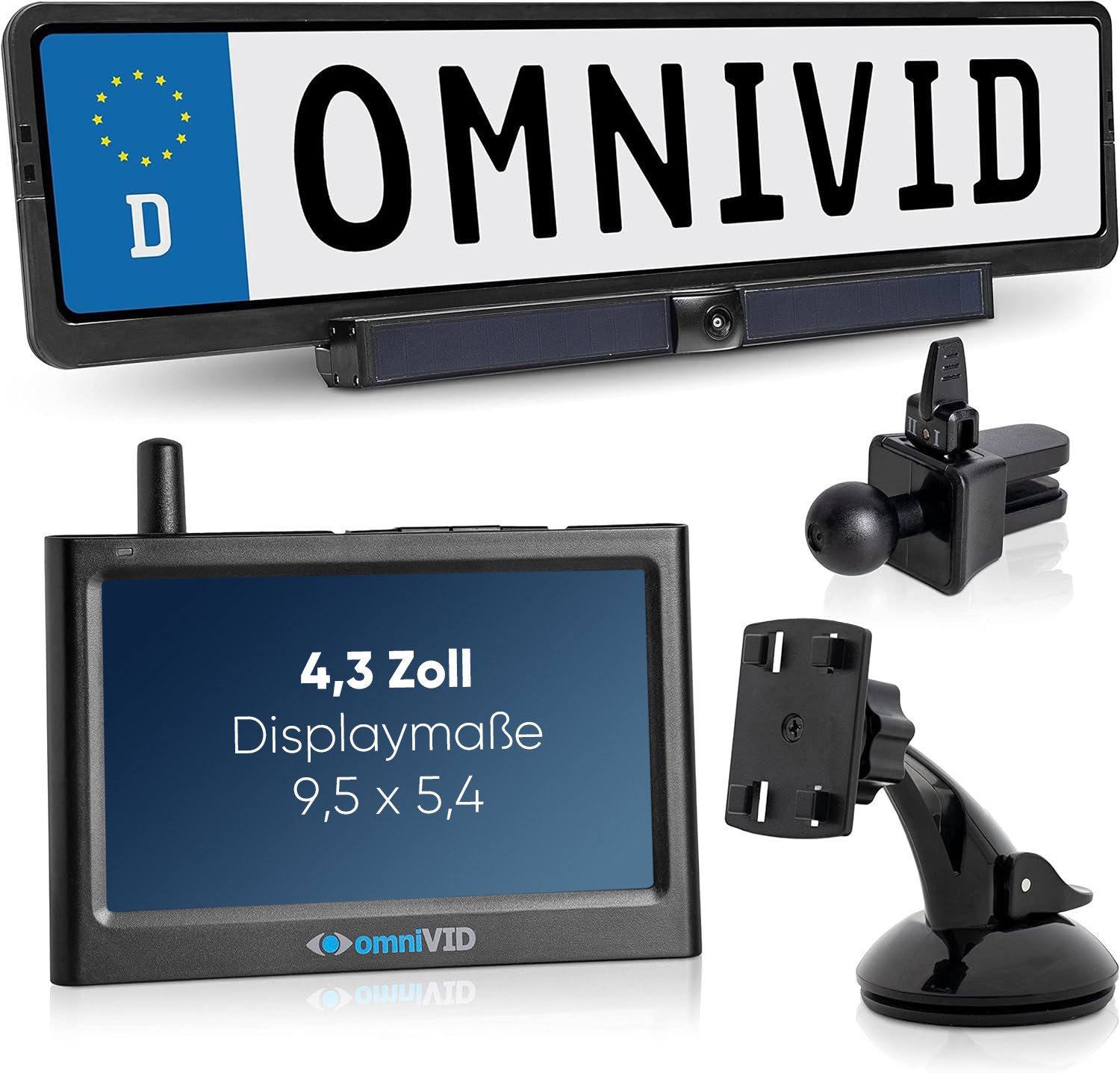 omniVID® Solar Rückfahrkamerasysteme Kabellos 4,3" oder 5" Monitor Rückfahrkamera