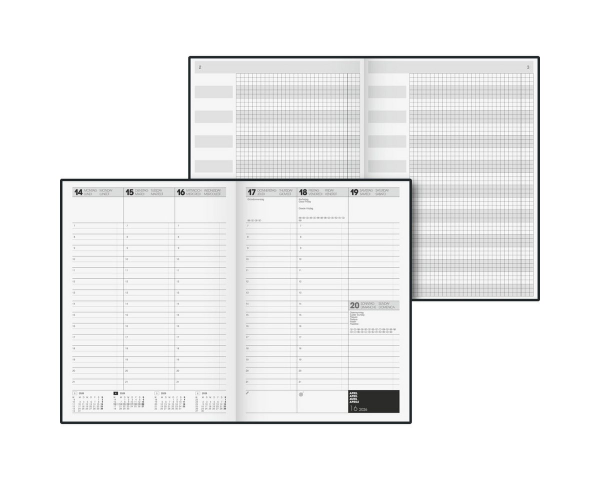 Thumbnail - BRUNNEN Buchkalender Buchkalender 724 TimeCenter 21x29,7cm A4 1 Woche/2 Seiten Baladek-Einb