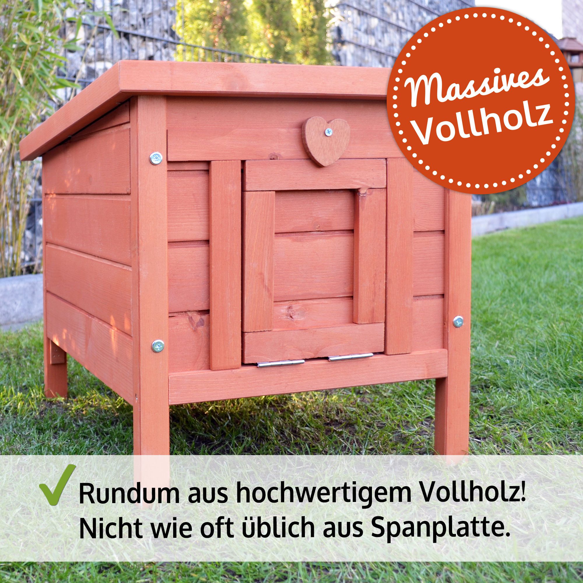 Zooprinz Nagerhaus Mini Hasenhaus mit Klappdach 51,5x43x42 cm (BxHxT), Wetterfest, Robustes Kiefernholz