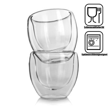 BigDean Espressoglas 4 Stück Doppelwandiges Espresso Glas 80 ml spülmaschinenfest, Glas