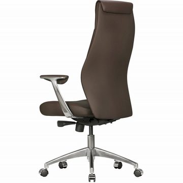 furnicato Bürostuhl OXFORD 1 Echtleder Braun Schreibtischstuhl X-XL 120 kg Synchronmechanik Chefsessel