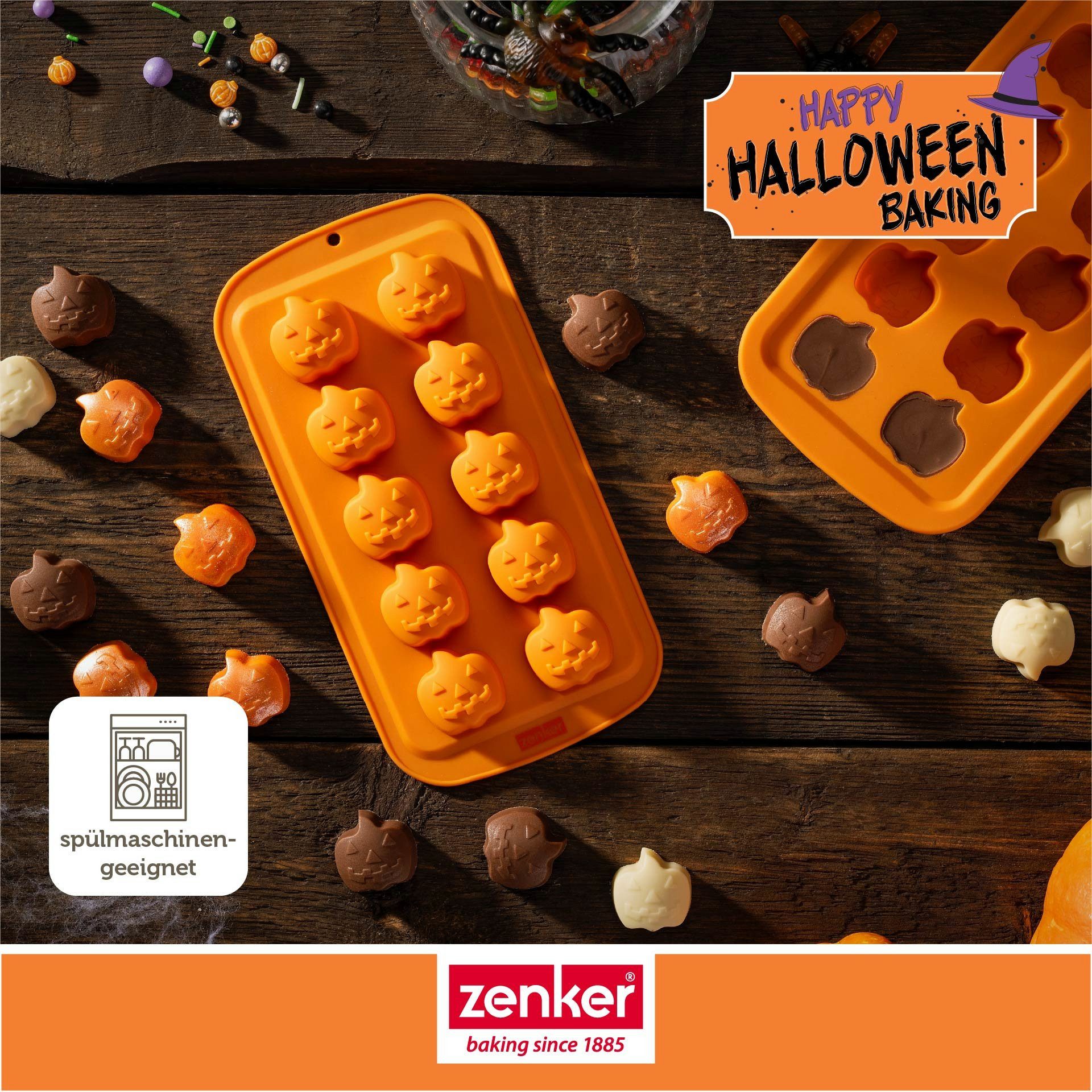 Zenker Eiswürfelform Mini-Kürbis Schokoform, Halloween Backform