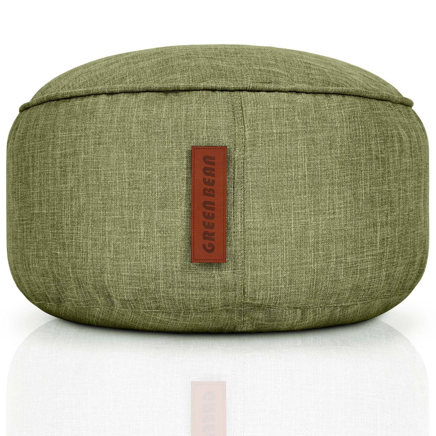 Green Bean Pouf Sitzsack-Hocker Home Linen 45x25cm (Sitzsack-Hocker 45x25cm mit EPS-Perlen Füllung -, Fußhocker Fußkissen Sitz-Pouf für Sitzsäcke), Bodenkissen für Kinder und Erwachsene - Sitzkissen Sitzhocker