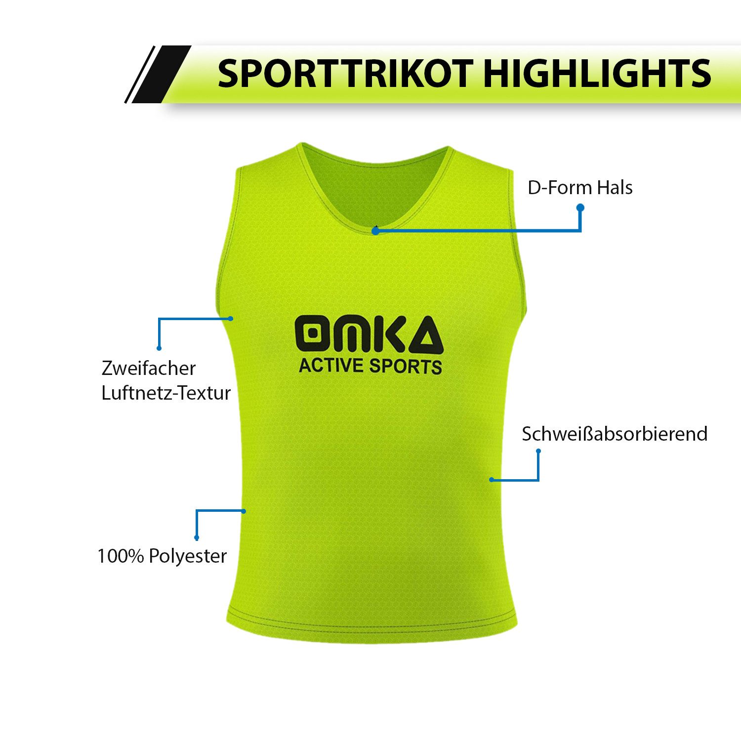 OMKA Trainingsleibchen OKLB01 6er Pack (Spar-Set, 6er-Pack) 6er Set OMKA Fußball Leibchen Trainingsleibchen