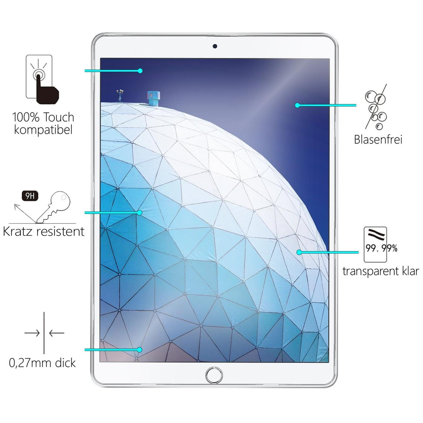 CoolGadget Schutzfolie Panzerfolie für iPad Air 3 (2019), (9H+ Hartglas, Bubble Free), Panzerglas Schutzfolie für Apple iPad Air 3 (2019) Folie
