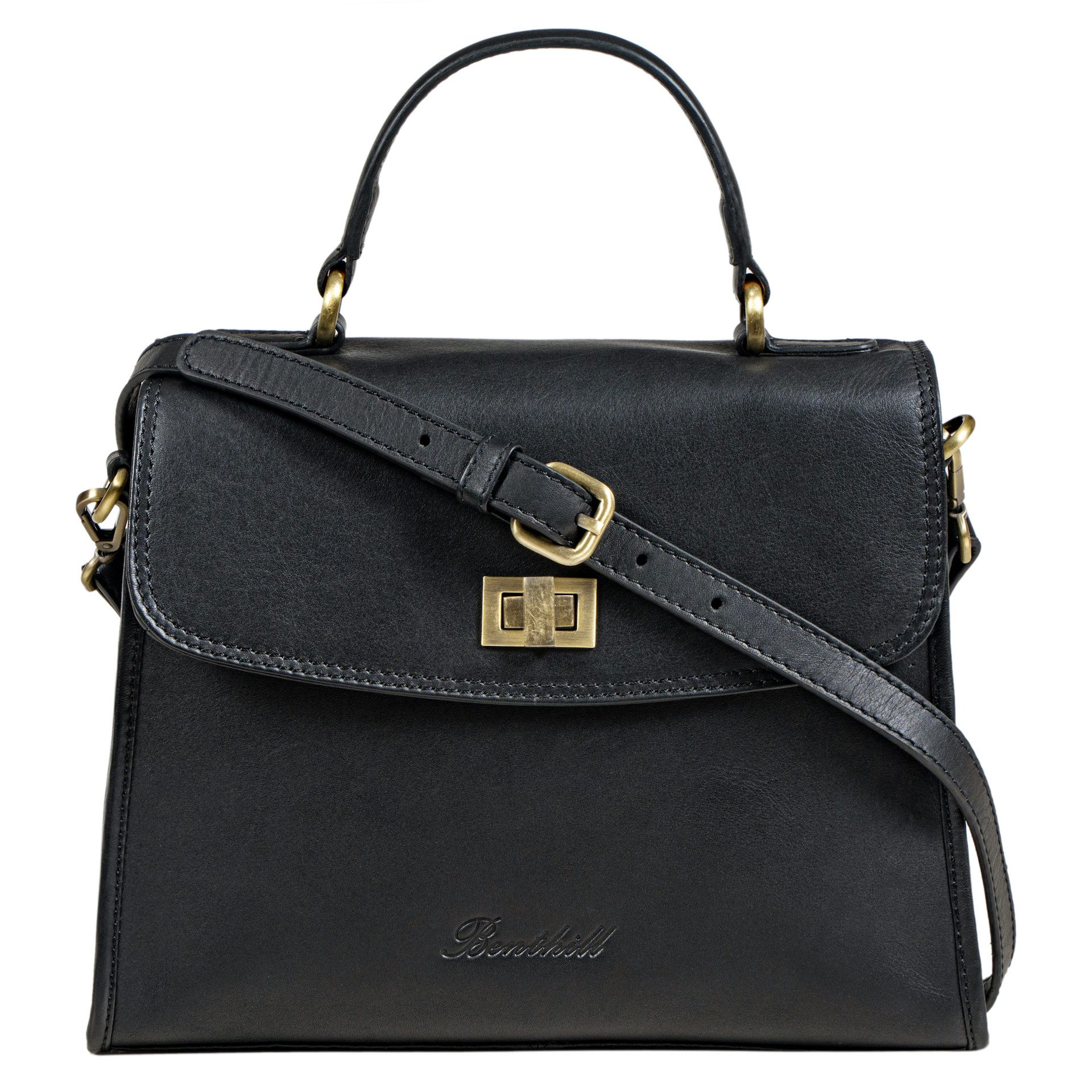 Benthill Handtasche Damen Echt Leder Handtasche Frauen Henkeltasche Vintage Schultertasche, Schultergurt / Umhängegurt Reißverschlussfach