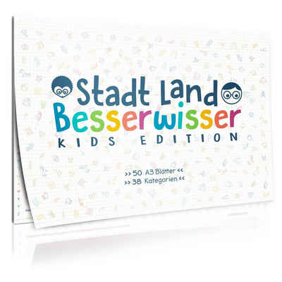 Goods+Gadgets Spiel, Stadt, Land, Besserwisser Kids »Spiele-Klassiker Junior Edition«, XXL Neuauflage mit 38 Kategorien