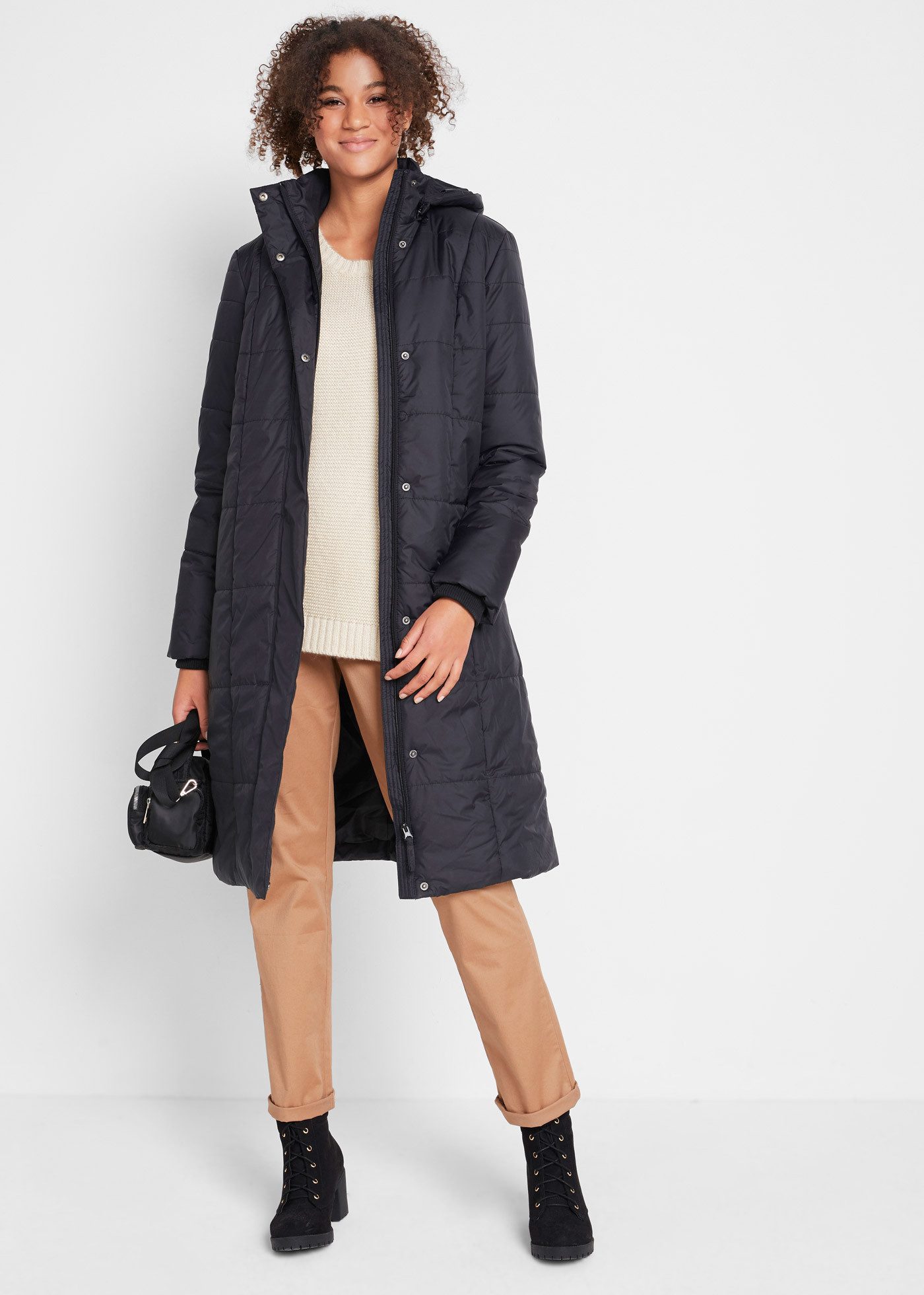 bonprix Steppmantel Steppmantel mit abnehmbarer Kapuze günstig online kaufen