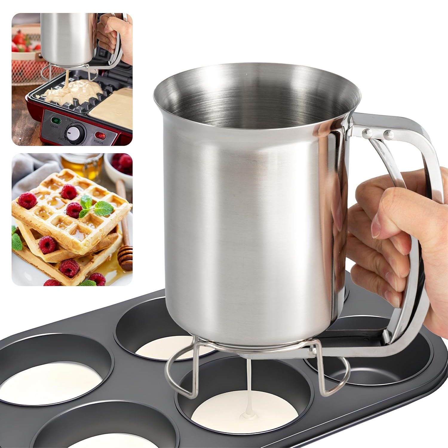 Teigportionierer 680ml Edelstahl Teigspender Pancake Portionierer