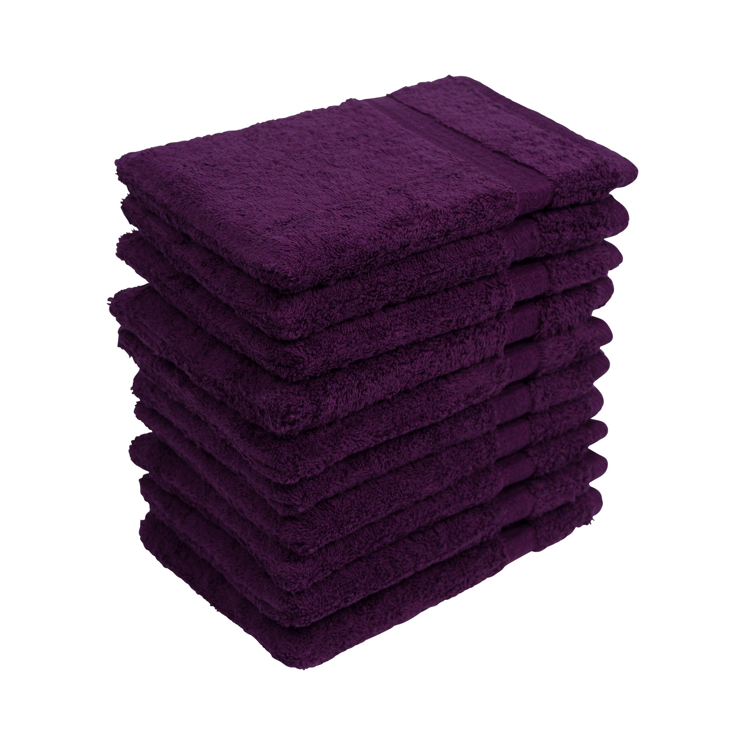 Textiles Hometex Waschhandschuh vielen im in Premium 10er Farben verschiedenen Aubergine Waschhandschuh praktischen & Set