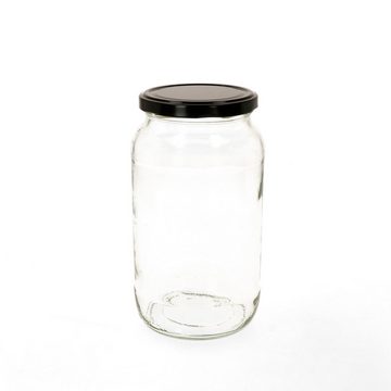 MamboCat Einmachglas 6er Set Rundglas 1062 ml To 82 schwarzer Deckel incl. Rezeptheft, Glas