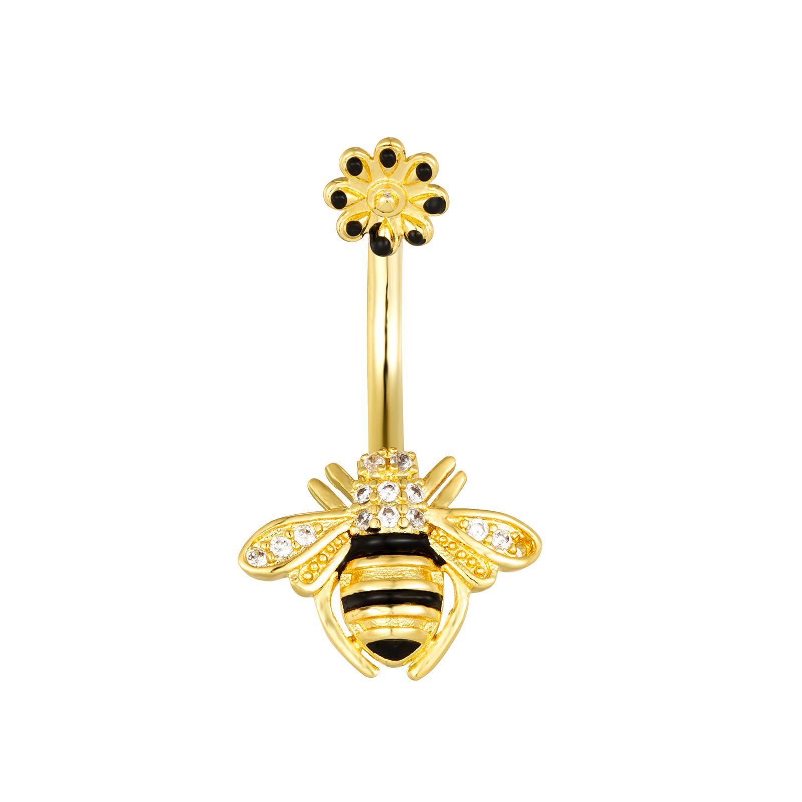 Bauchnabelpiercing Edelstahl Bananabell Biene Weiss Zirkonia HB444