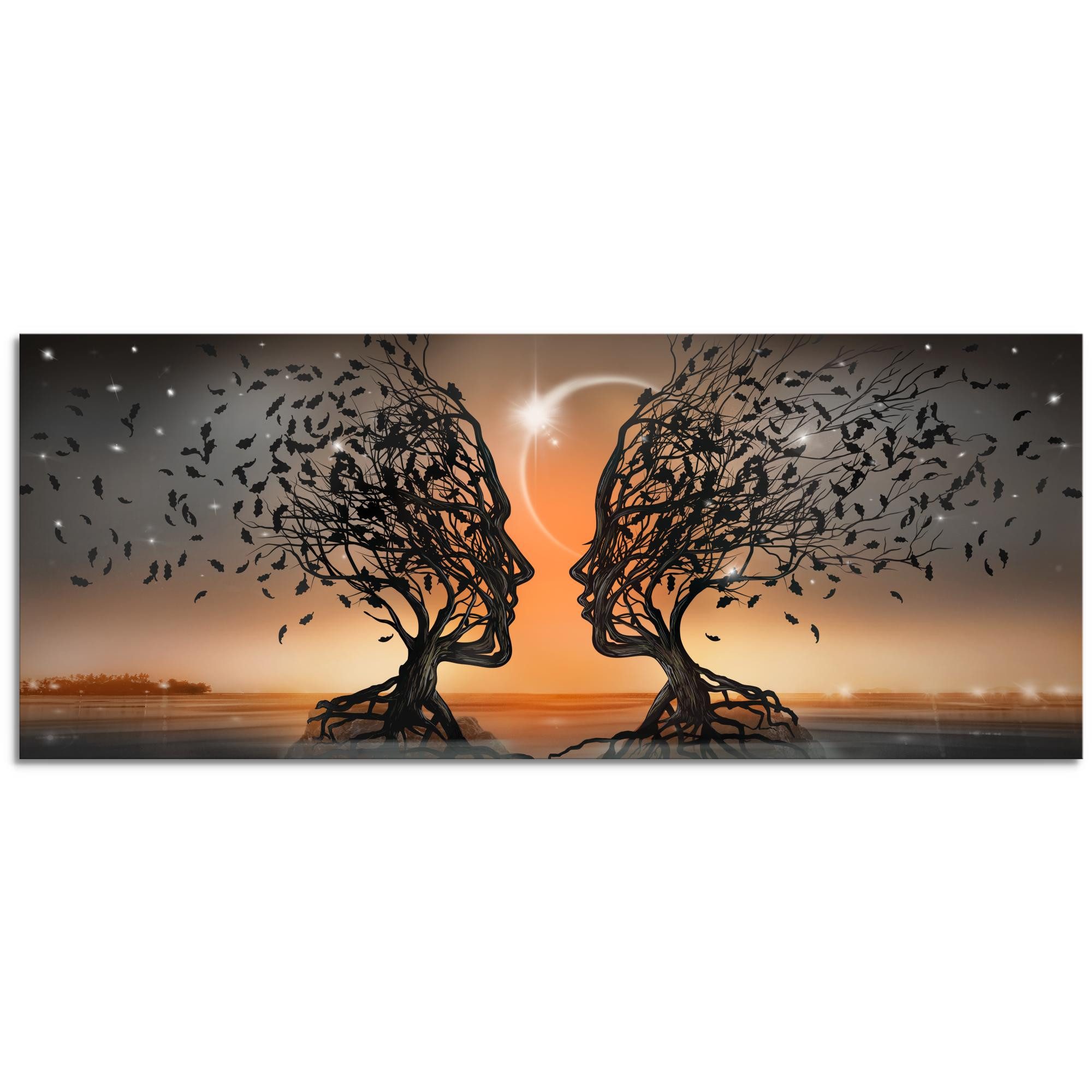 Runa Art Wandbild Liebespaar Abstrakt Bild Wohnzimmer Schlafzimmer Deko 100x40 cm