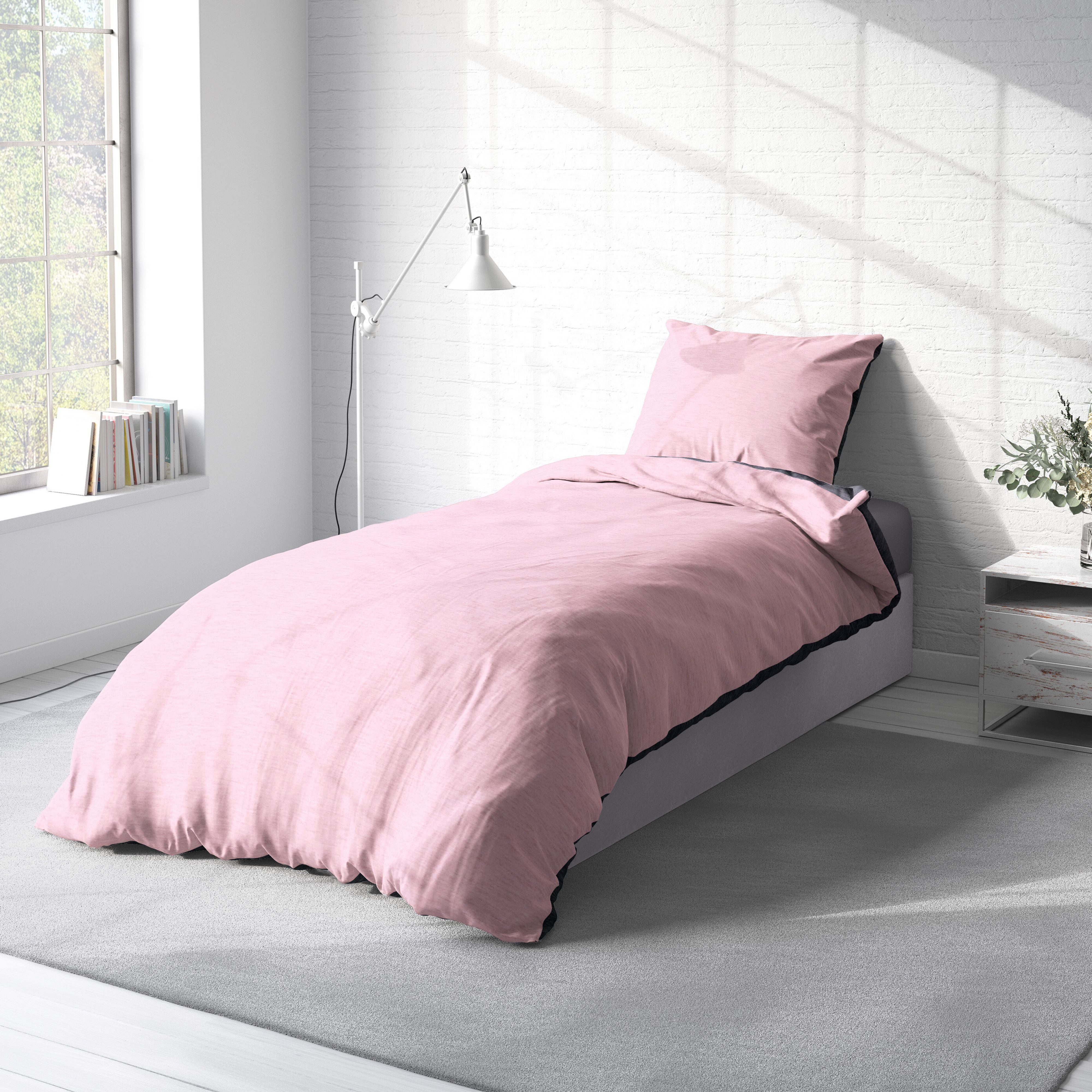 One Home Bettwäsche Melange, Flanell, 4 teilig, modern meliert, Baumwolle kuschelig warme weiche Biber Winter