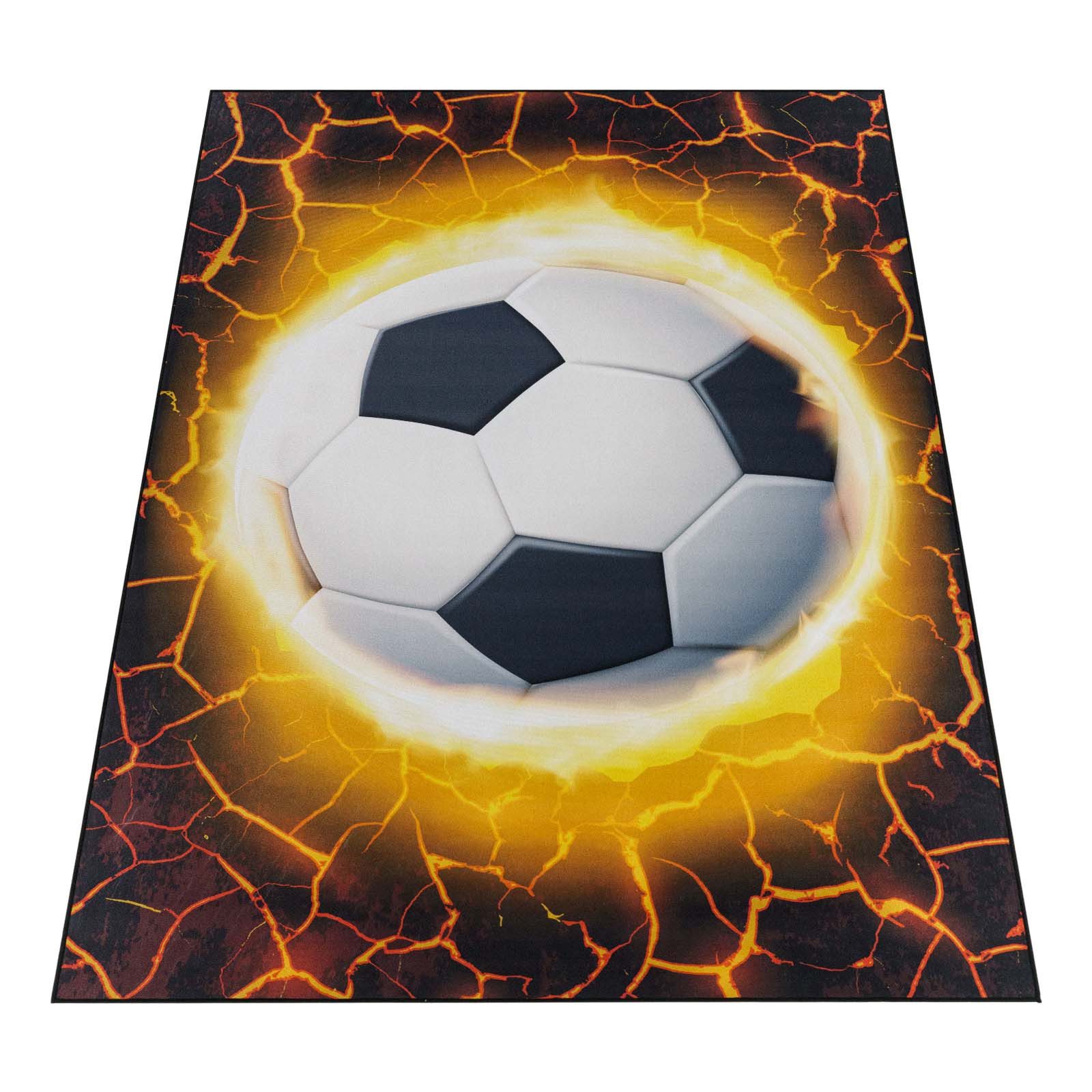 TaraCarpet Kinderteppich Fresh Kids Fußball, rechteckig, Höhe: 5 mm, Fresh Kids Fußball Krush Kinderzimmer Jugendzimmer 80x150 cm
