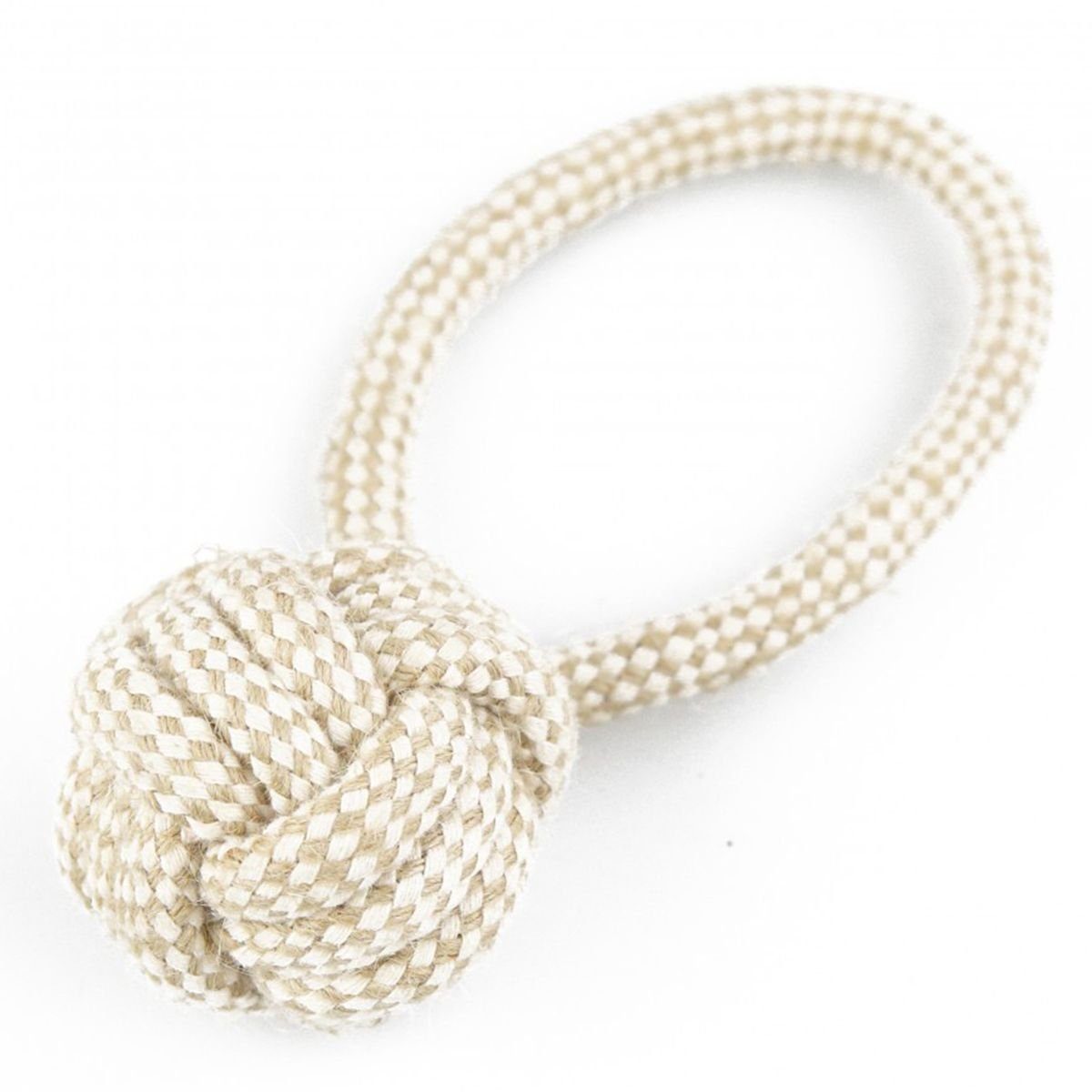 Tierball Seil mit Kordelball ca. 5 x 17 cm Baumwolle Hundespielzeug beige, Baumwolle, natürlich hergestellt