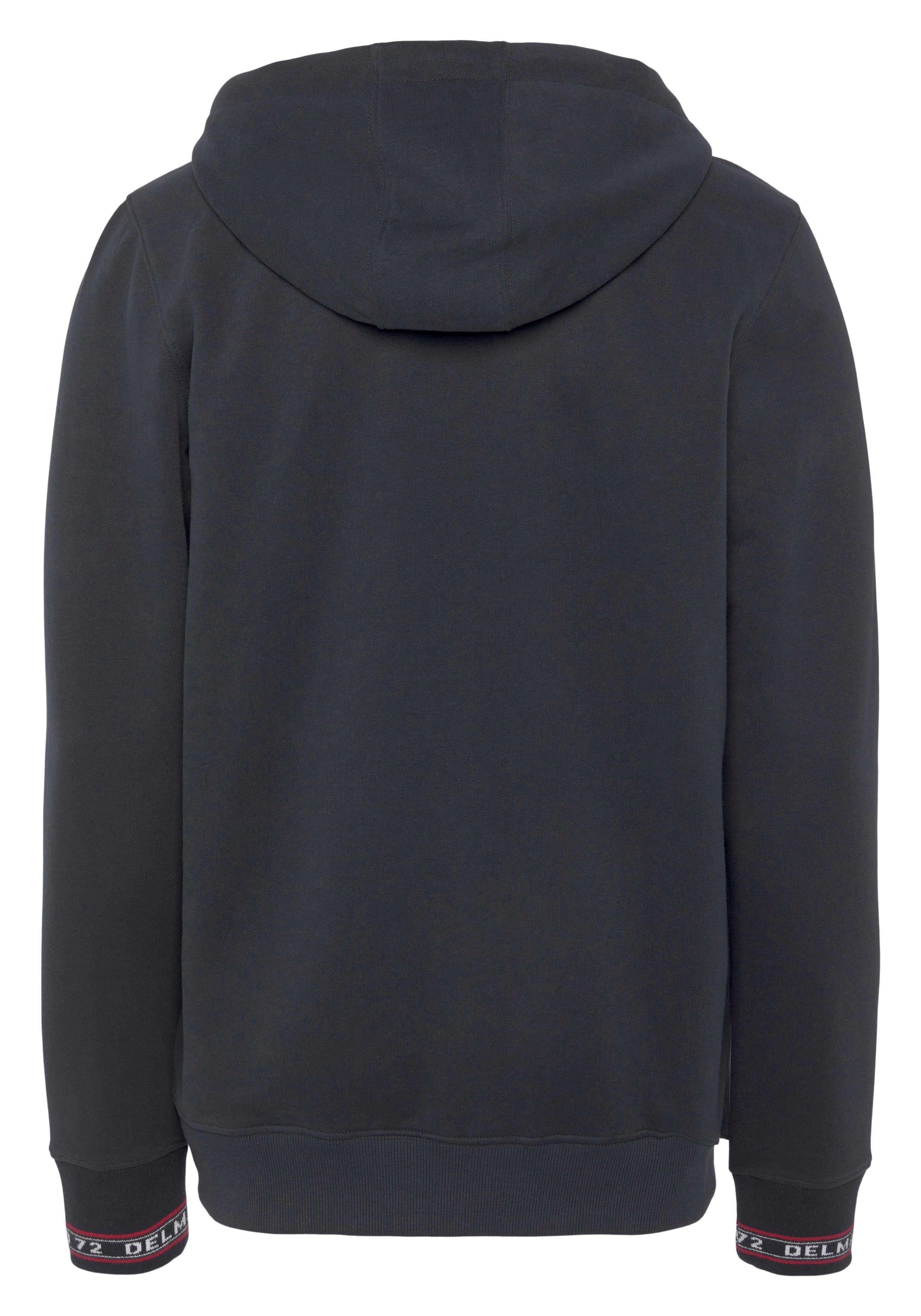 DELMAO Kapuzensweatjacke mit kontrastfarbenen Reißverschlüssen