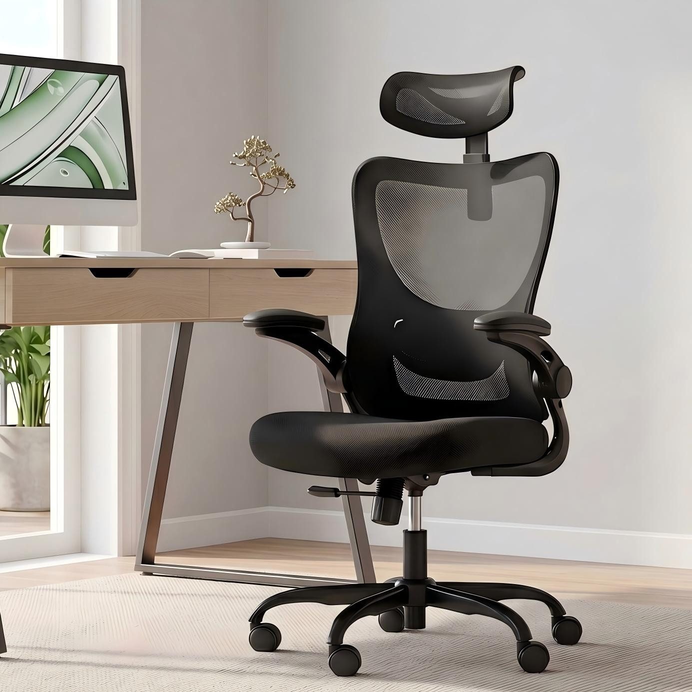 Bürostuhl Ergonomischer – Schreibtischstuhl Mesh mit 3D-verstellbaren Armlehnen