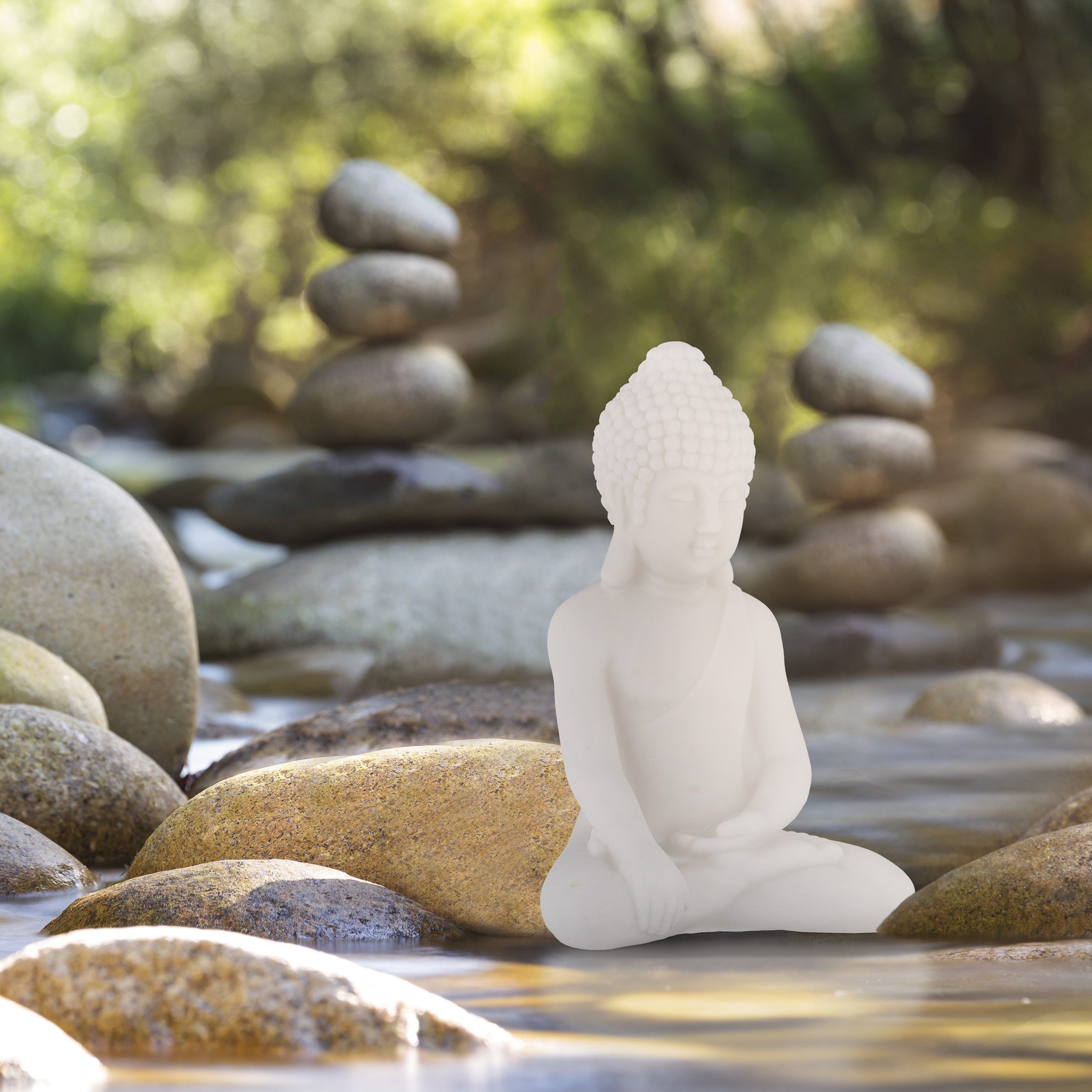 relaxdays Buddhafigur Weiße Buddha Figur 17 günstig online kaufen