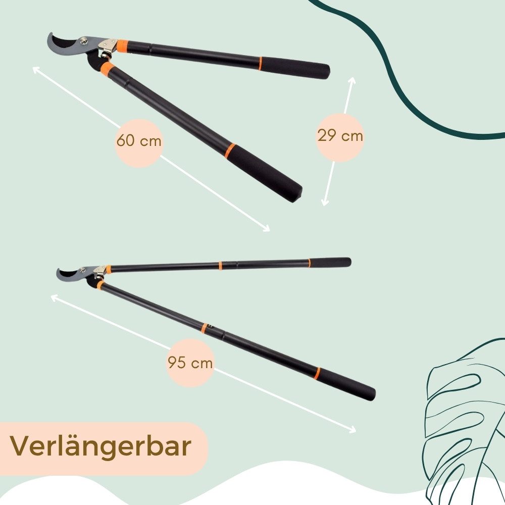 GarPet Gartenschere Gartenschere Astschere Teleskop Bypass Astschneider Baum Schere Lang