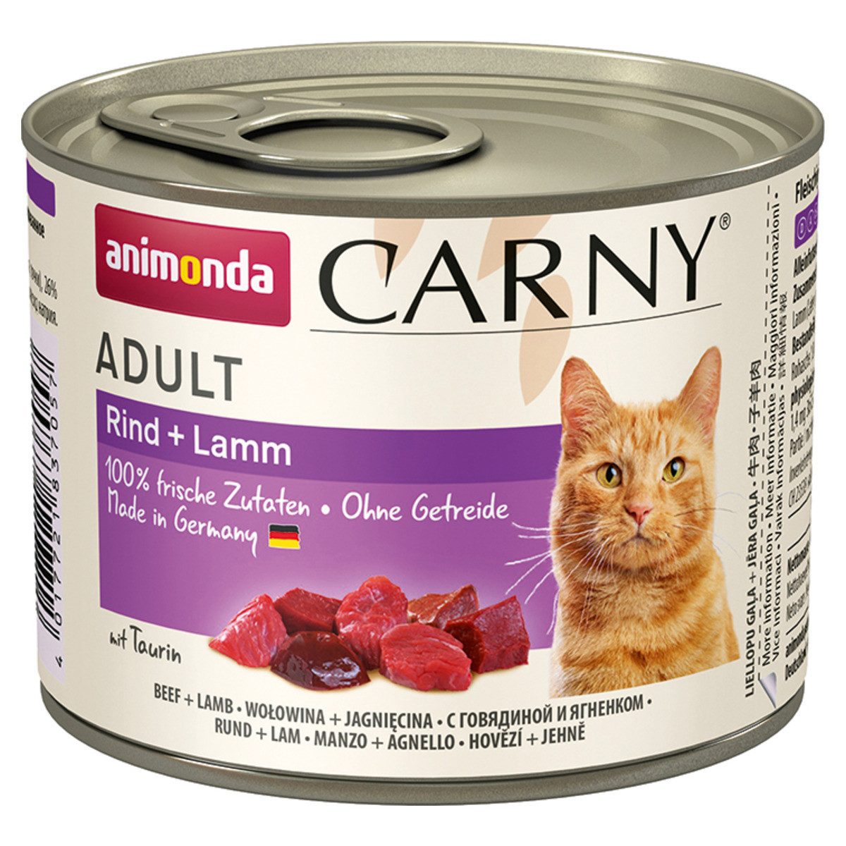 Animonda Carny Adult Rind + Lamm 200 g - 6 Stück, Nassfutter für: Katze
