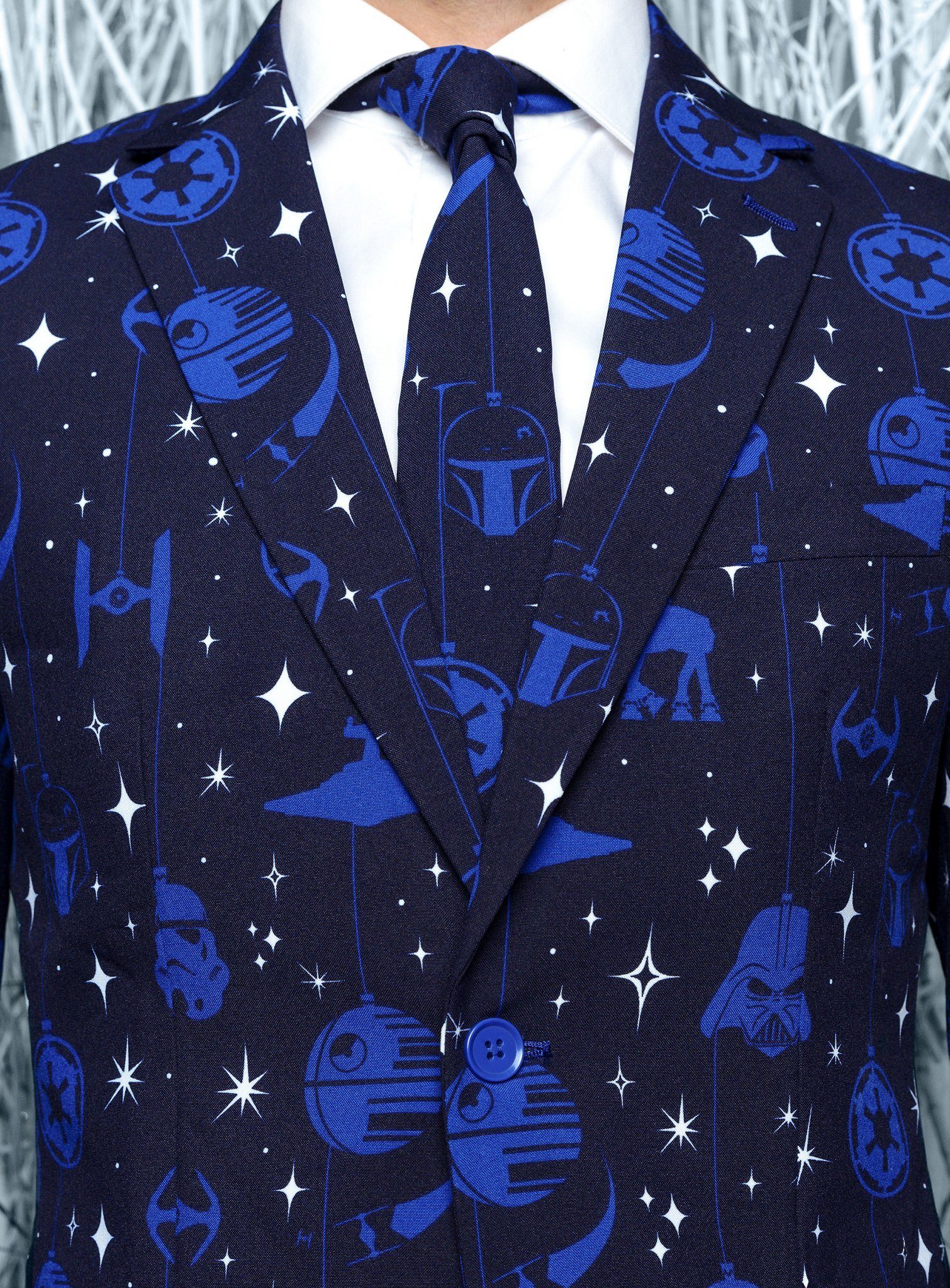 Opposuits Kostüm Starry Side Jackett - slim-fit Sakko für Karneval, Auch ohne Hose top: stylishes Sakko mit Krawatte