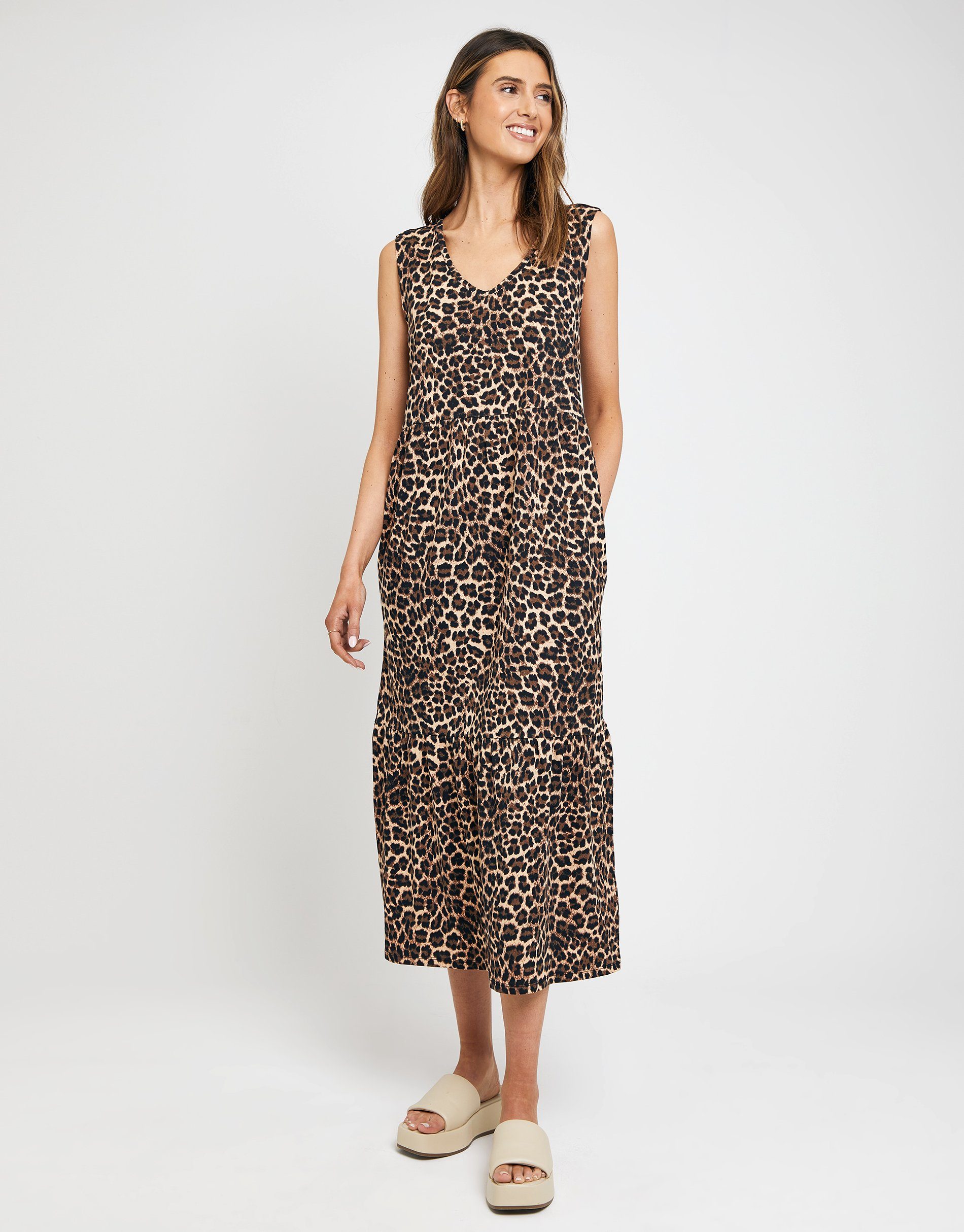 Sommerkleid Leopard Byers Threadbare Tiered THB