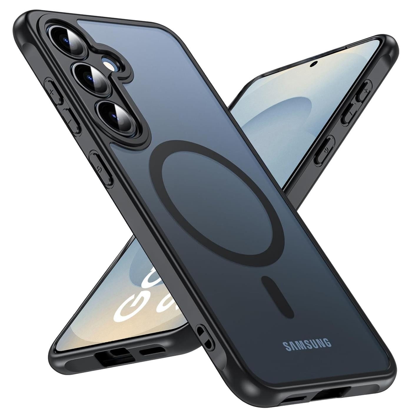 CoolGadget Handyhülle Magnet-Hülle für Samsung Galaxy S25 Schutzhülle magnetisch 6,2 Zoll, Hülle Matt Stoßfest kompatibel mit QI-Laden Zubehör Kameraschutz Case