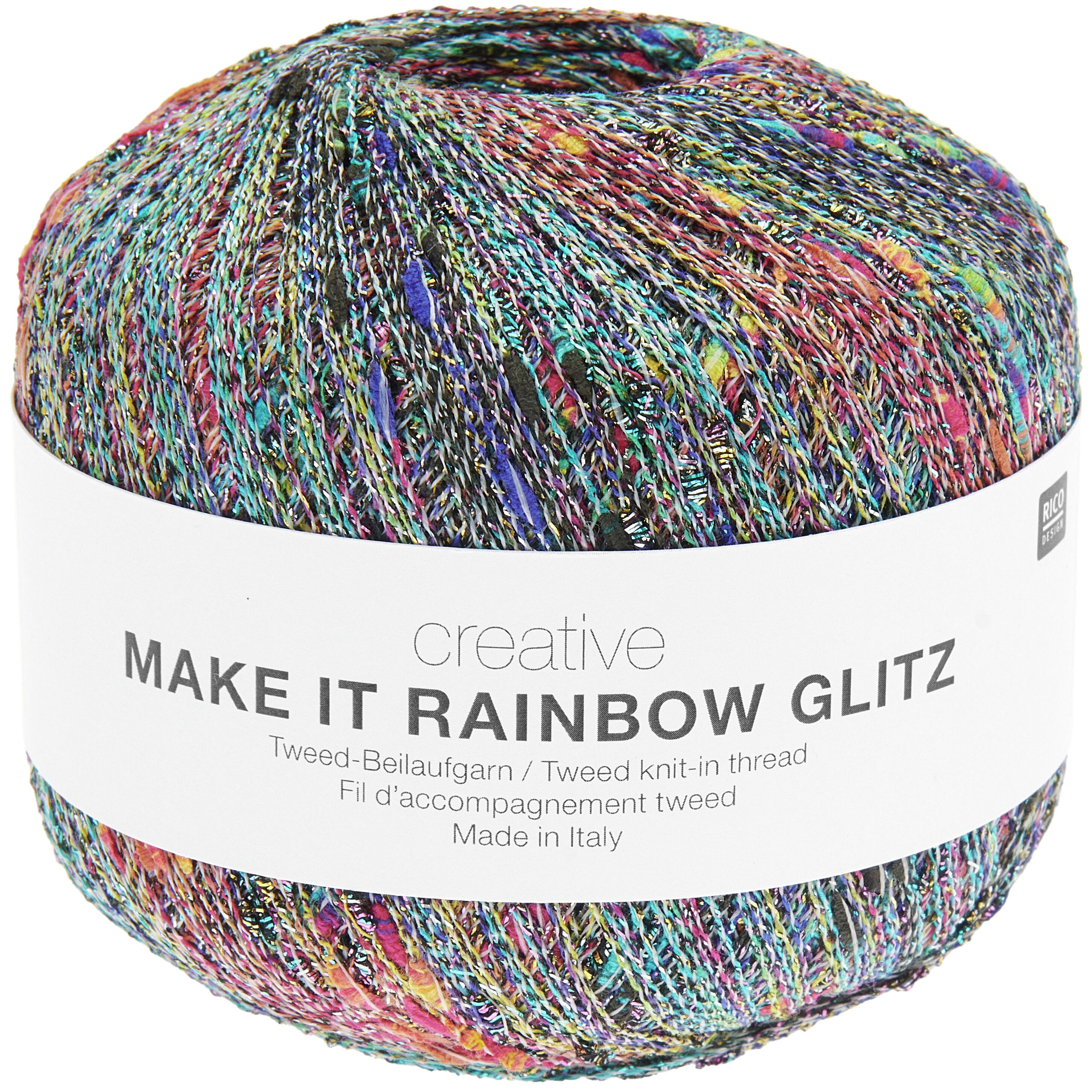 Rico Design Make It Rainbow Glitz Häkelwolle, 50 g, 525 m