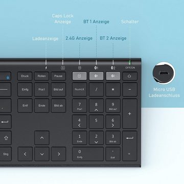 Seenda mit Scherenfußtasten und einstellbarem DPI Tastatur- und Maus-Set, mit Lange Akkulaufzeit, vielseitige Kompatibilität, leises Design