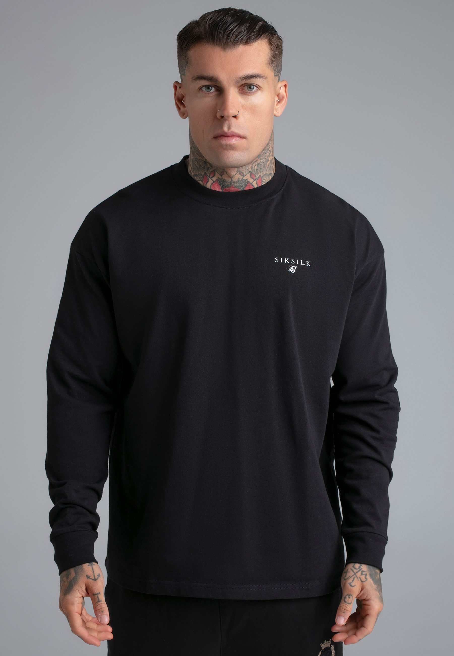 Siksilk T-Shirt SikSilk Herren Schwarzes Langarm T-Shirt günstig online kaufen