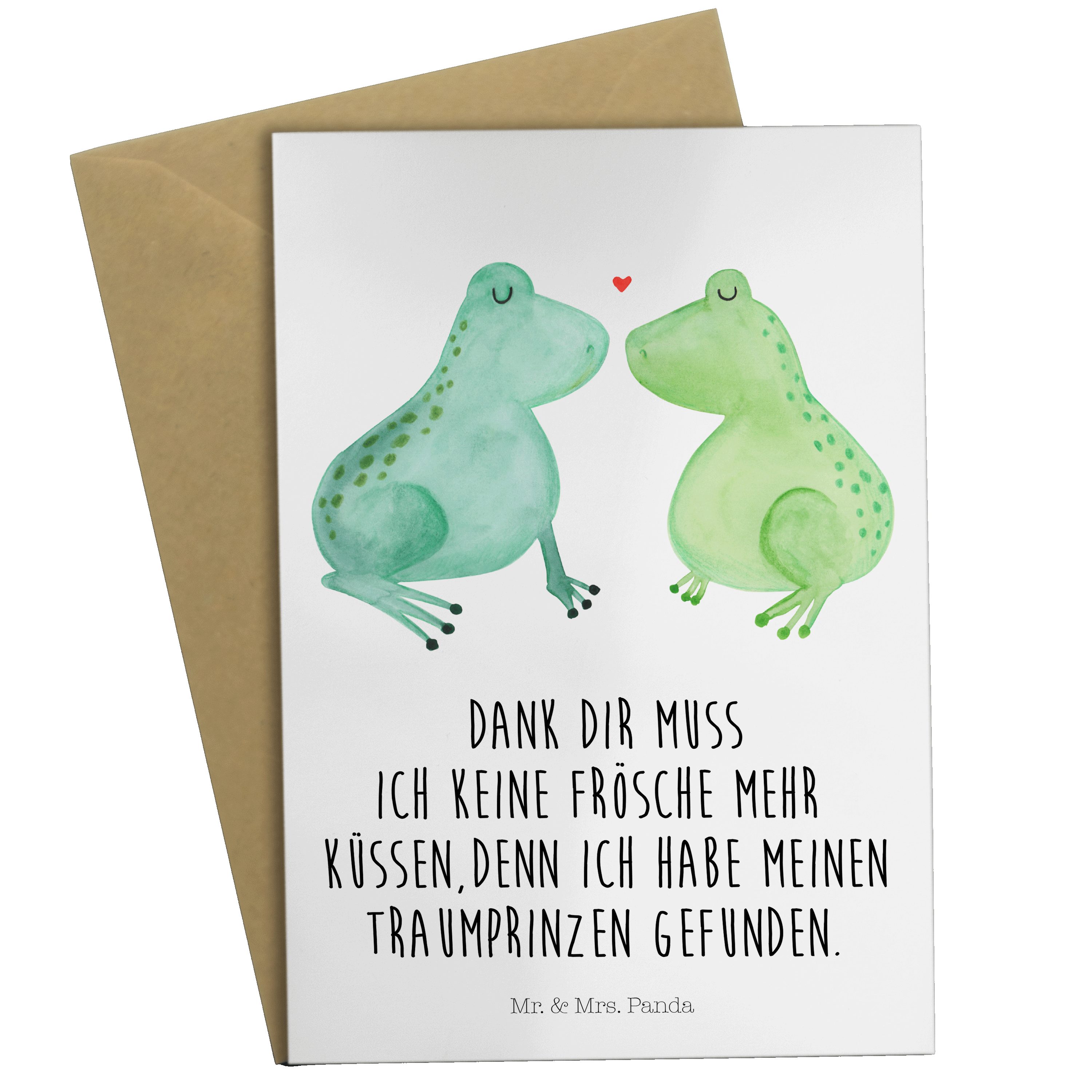 Mr. & Mrs. Panda Grußkarte Frosch Liebe - Weiß - Geschenk, Hochzeitskarte, Einladungskarte, küss