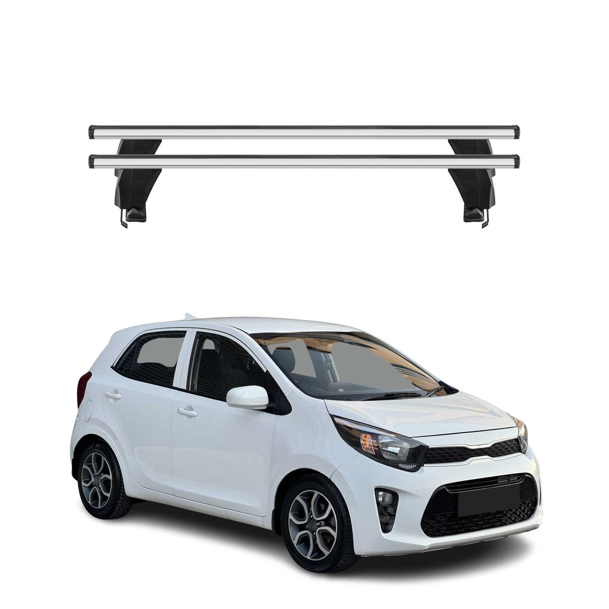 OMAC Dachträger Menabo Grundtäger für Kia Picanto 2017-2020 ABE Aluminium Silber 2tlg (2-St), Wasserbeständig,Abnehmbar,Multifunktional,Leichtgewichtig