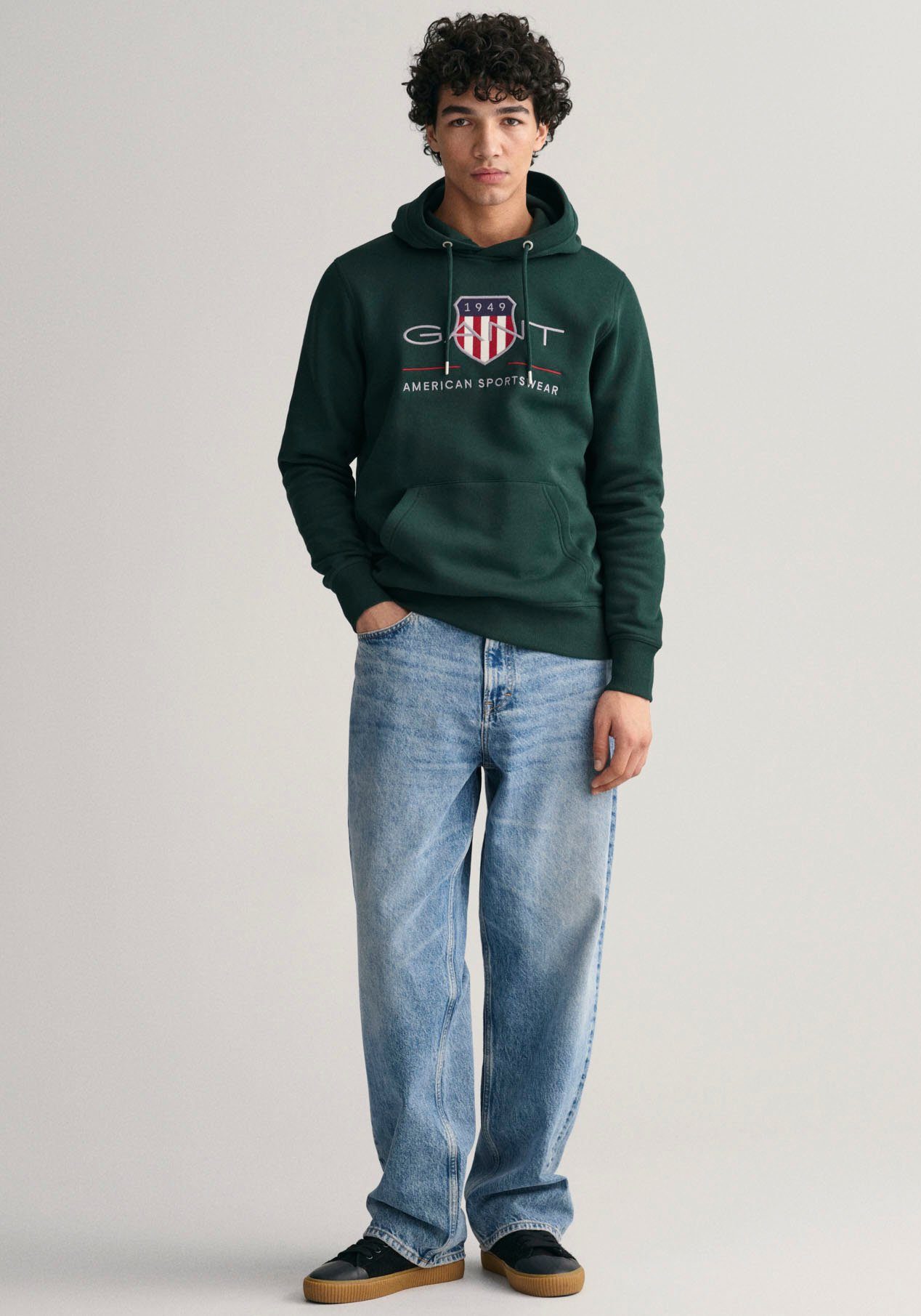 mit REG auf SHIELD Hoodie Gant Brust Logostickerei modischer der ARCHIVE TARTAN HOODIE GREEN