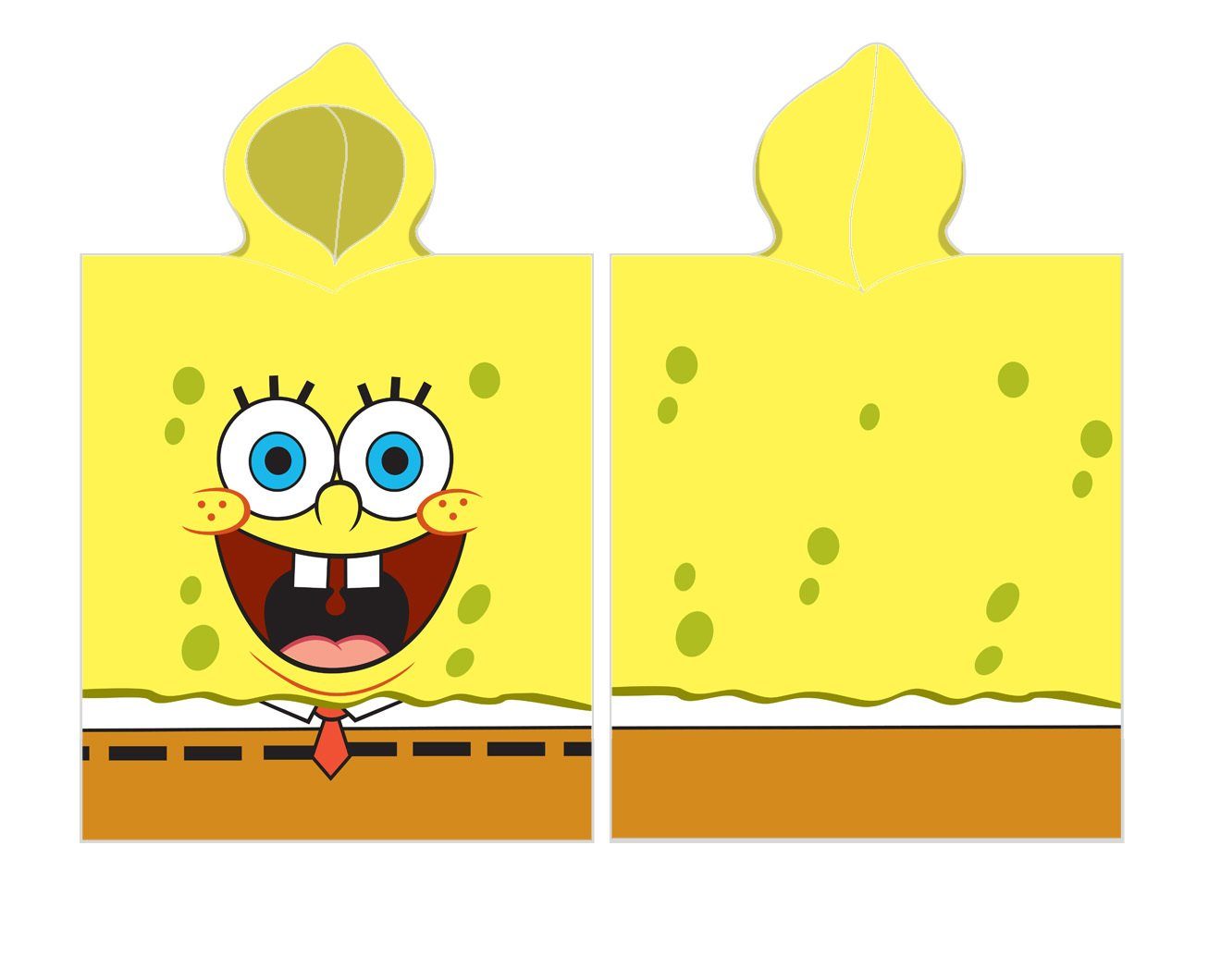 Sponge Bob Strandtuch Spongebob Poncho Strandtuch mit Kaputze 55 x 110 cm, mit Kapuze