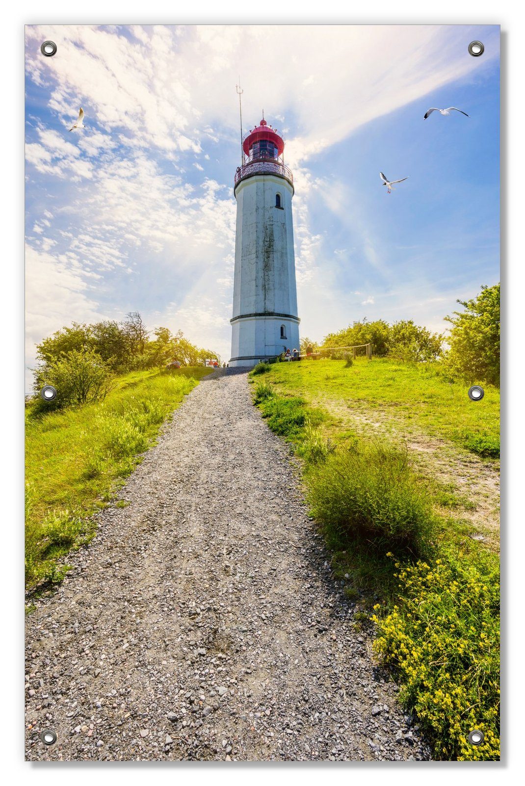 Sonnenschutz Leuchtturm auf Hiddensee bei Sonnenschein, Wallario, blickdicht, mit Saugnäpfen, wiederablösbar und wiederverwendbar