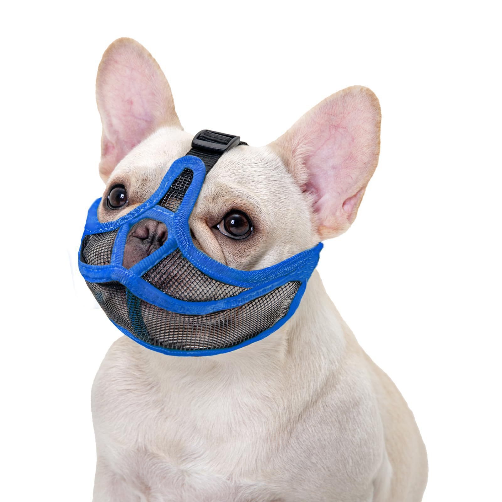 Srvillg Maulkorb Französische Bulldogge Maulkorb Hund Maulkorb für Kurze Schnauze Hund, Bedeckt Nicht Stirn Anti Biting Bellen, Einstellbare Atmung Mesh