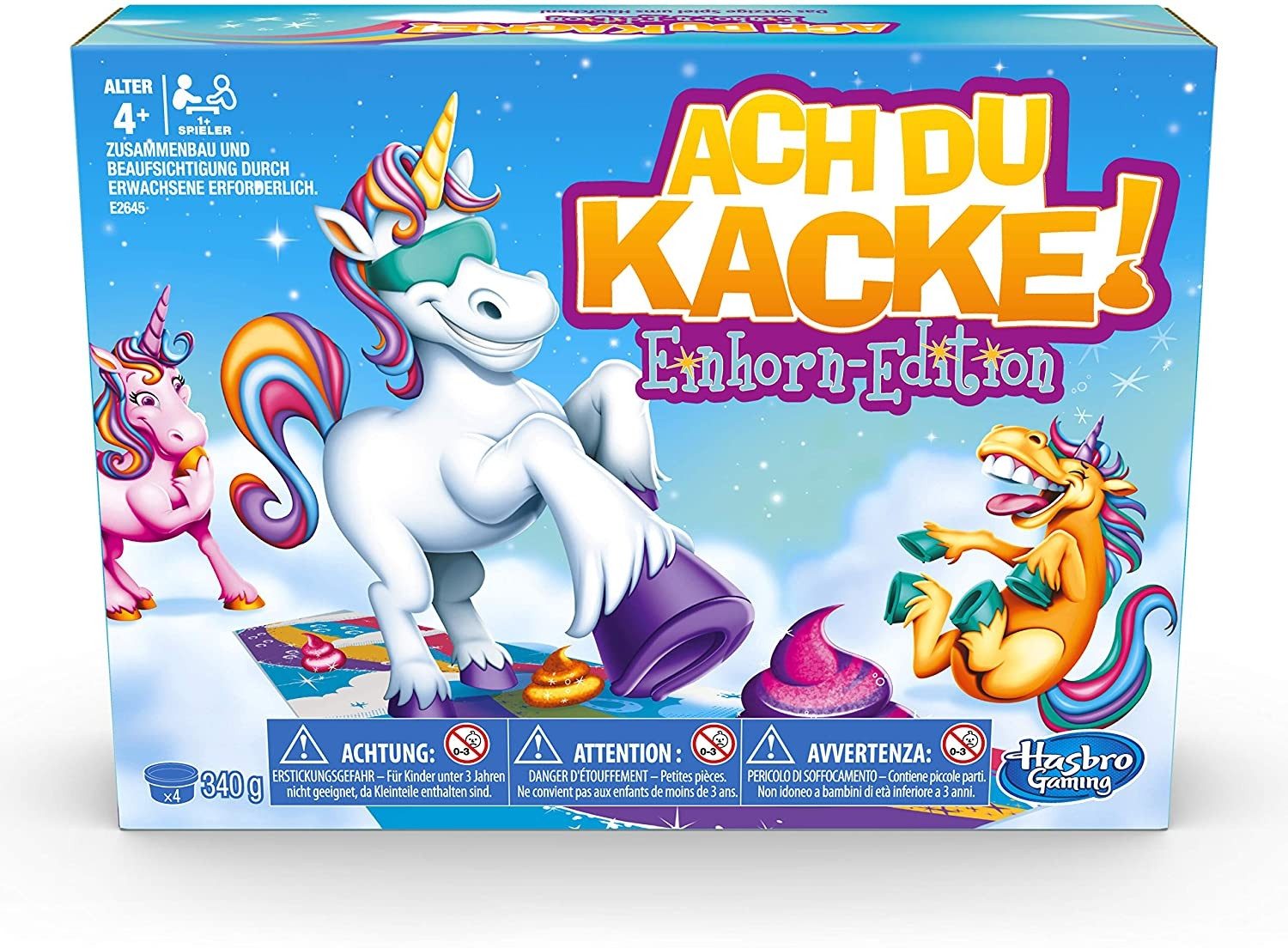 Spielesammlung Hasbro Ach du Kacke: Einhorn-Edition, lustiges Kindergarten Kinderspie