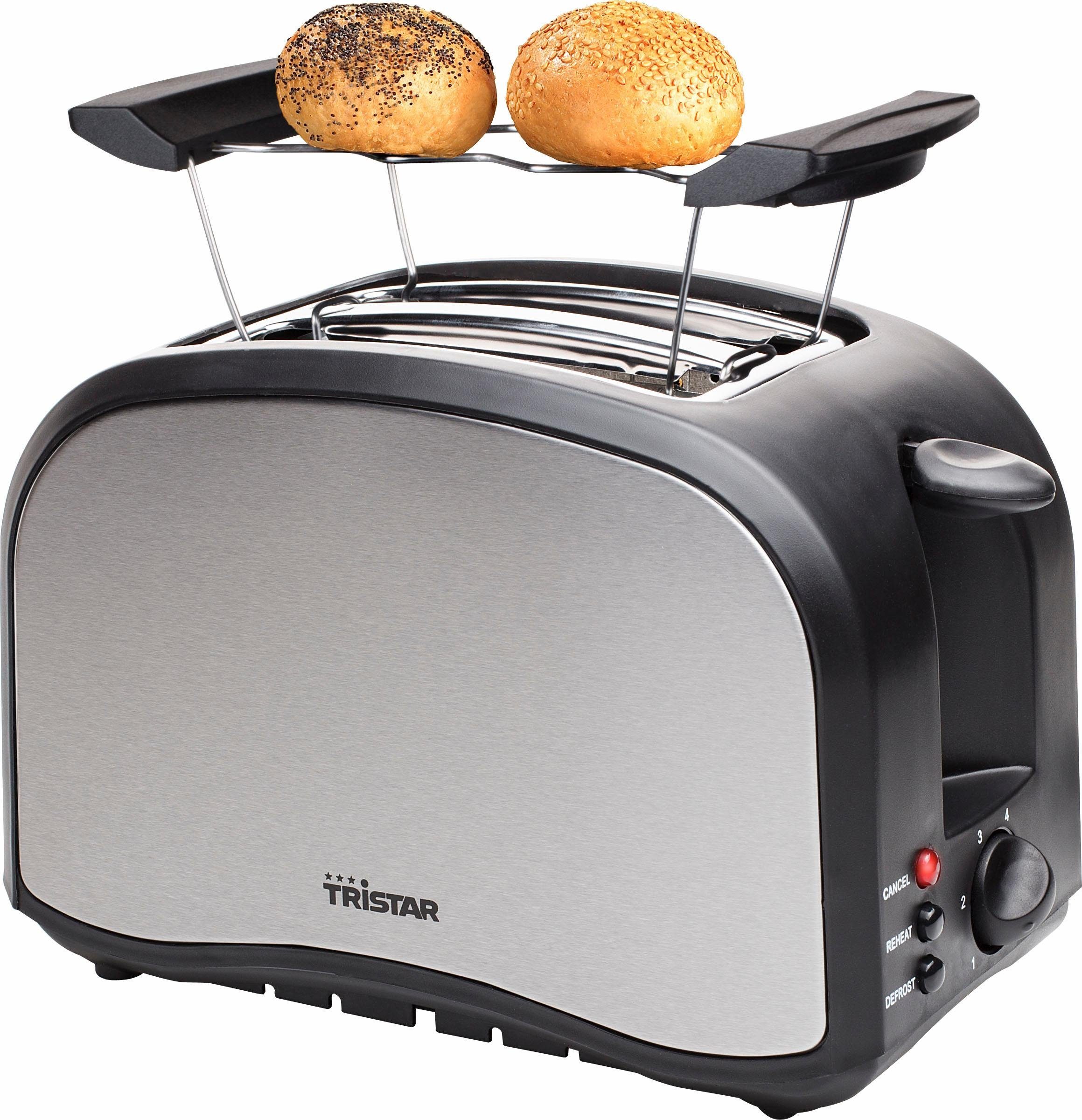 Toaster BR-1022, Auftau- 2 kurze für 800 und und Brötchen Schlitze, für W, Brotscheiben 2 Tristar gefrorene Komfortable Aufwärmfunktion Scheiben,