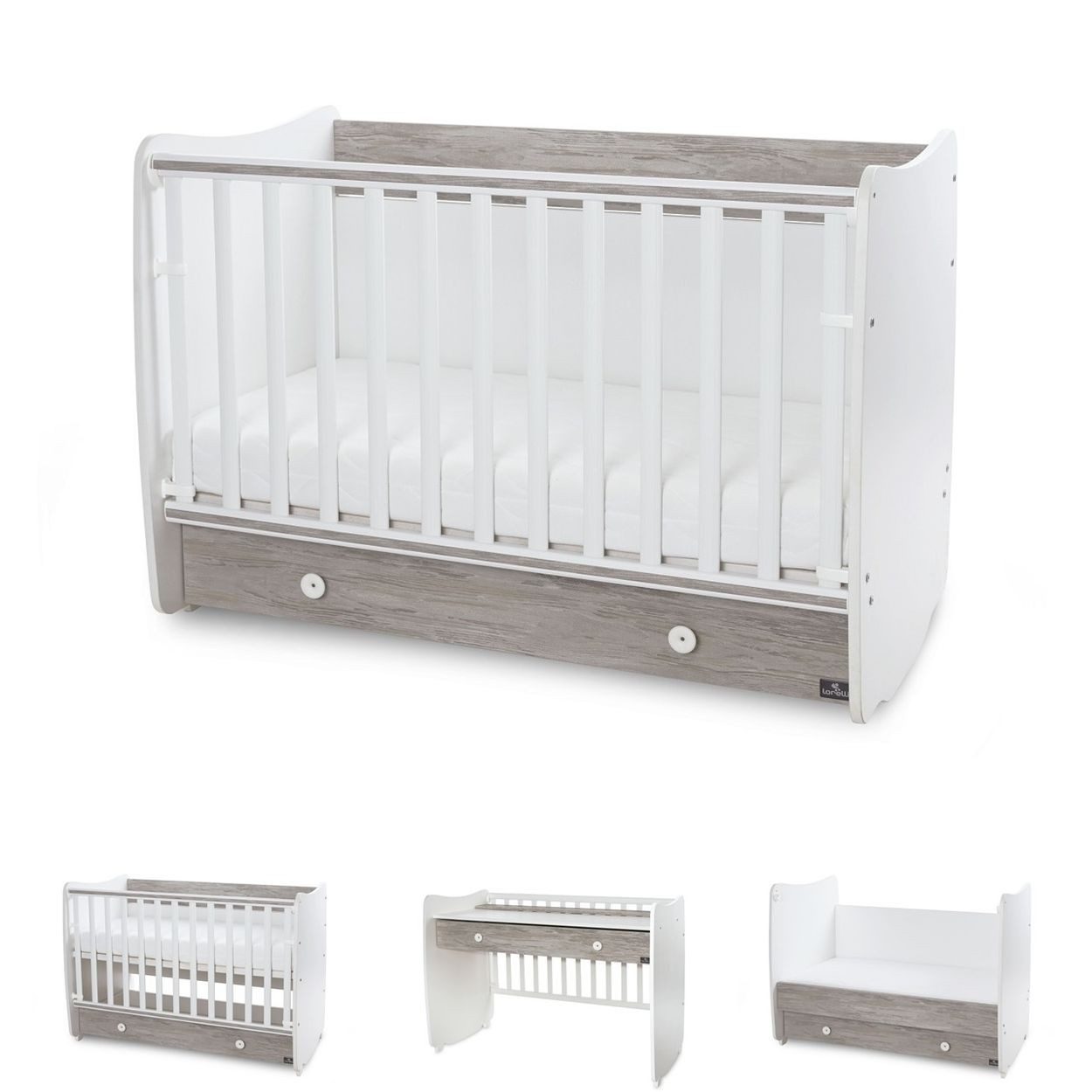 LORELLI Komplettbett Dream NEW, 140 x 70 cm, Schaukelbett, Schreibtisch, Schublade, Hubgitter