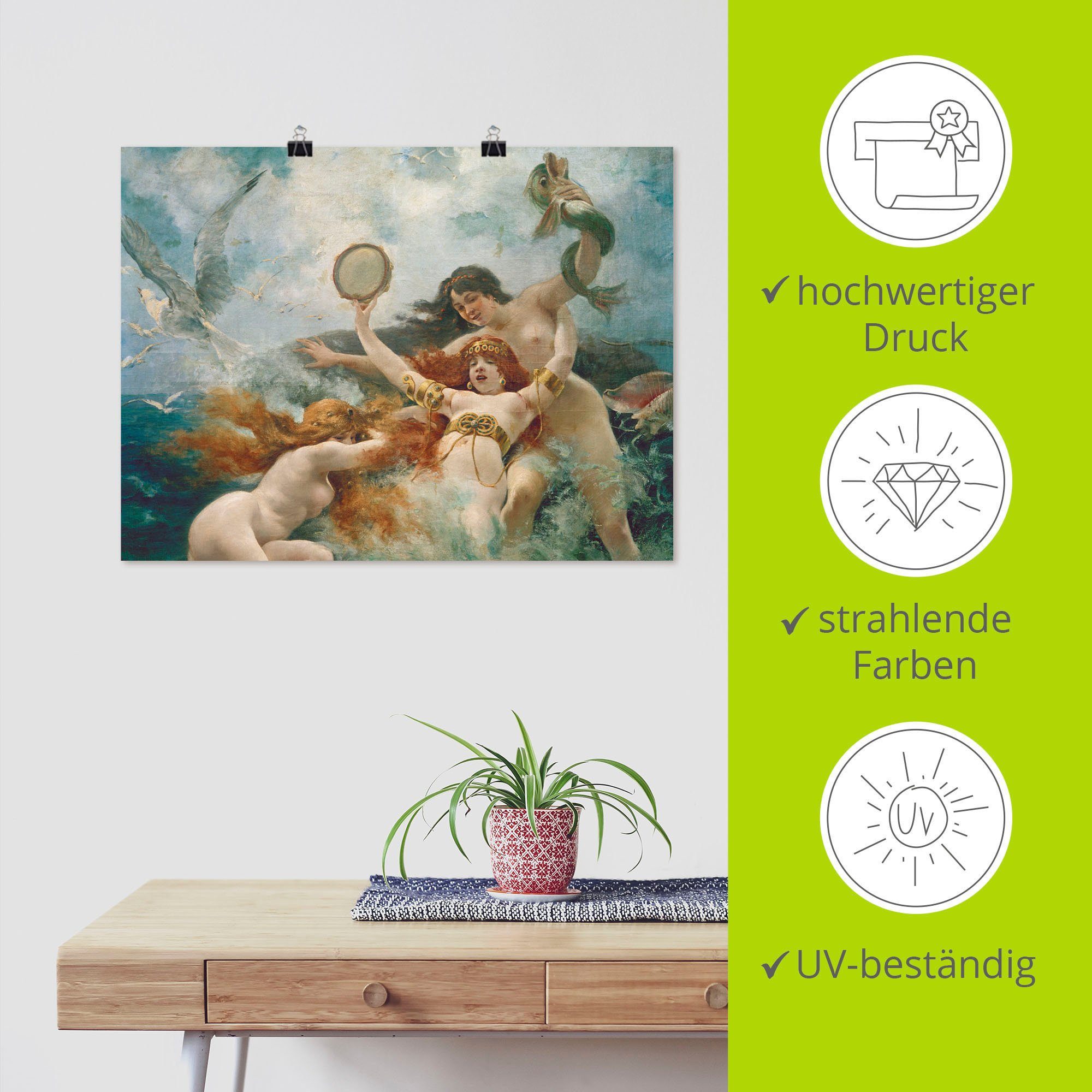 Wandbild Poster Artland Sirenen (1 Erotische versch. Die amüsieren als Bilder oder Wandaufkleber in Alubild, sich, Leinwandbild, St), Größen