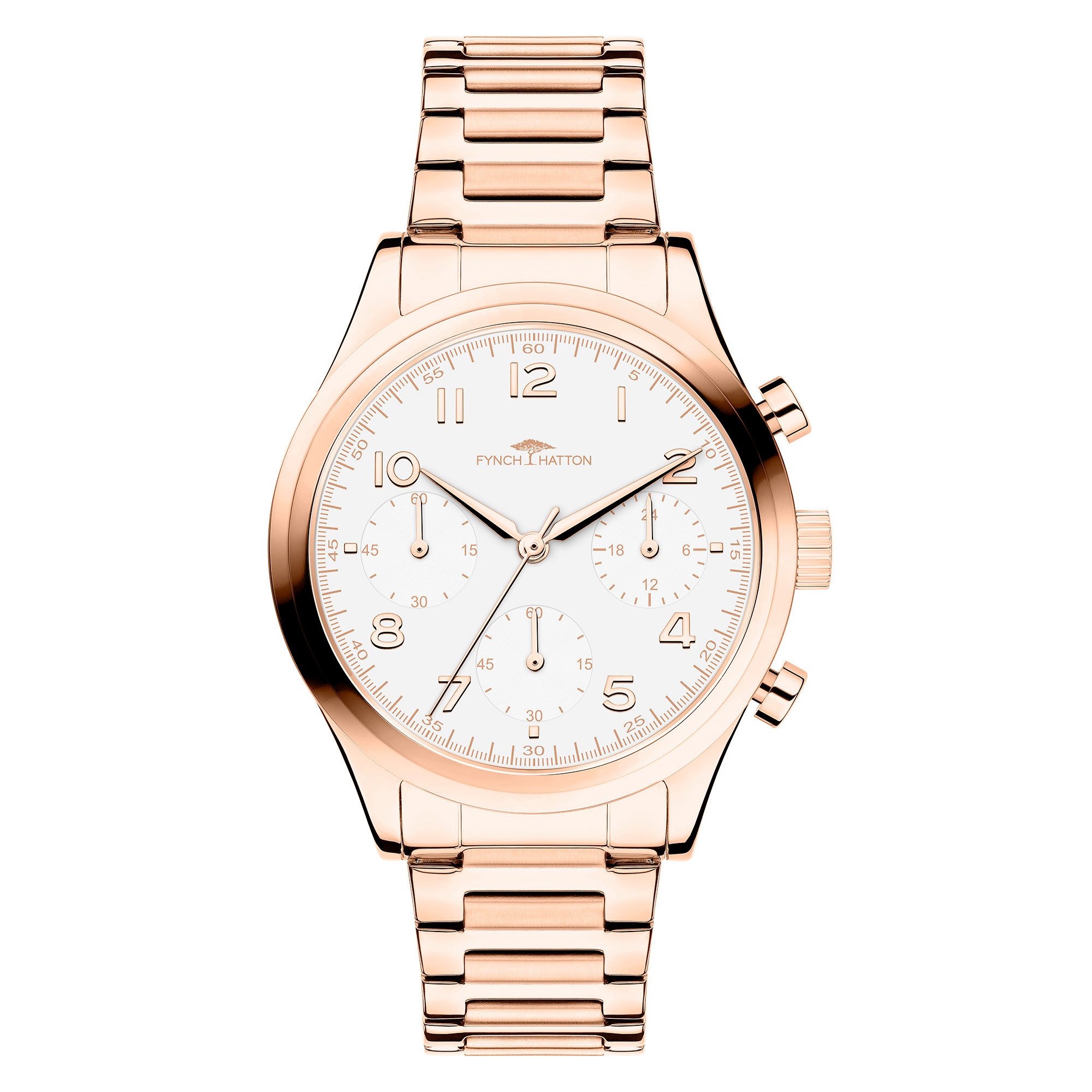 FYNCH-HATTON Chronograph FHT-0011-MC, Quarzuhr, Armbanduhr, Damenuhr, Edelstahlarmband, analog