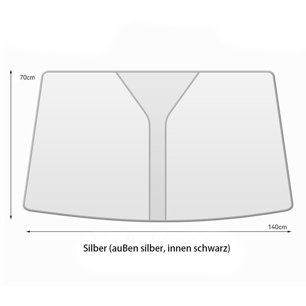 Coonoor Autosonnenschutz Frontscheibenabdeckung Kfz-Universal-Windschutzscheibenvisier 140×70cm, für Selbsthaftend UV Hitzeschutz Plane