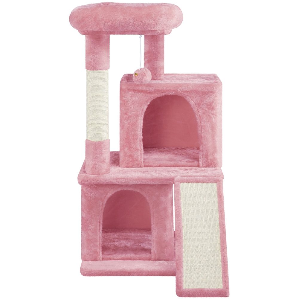 Yaheetech Kratzbaum Katzenbaum 91/106 cm (H), Kletterbaum 1 Aussichtsplattform & 2 Höhlen & 1 Abnehmbarer Plüschball