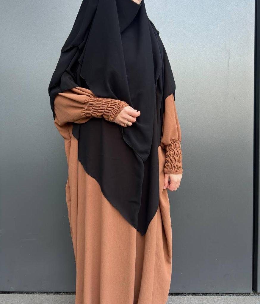 locker Hijab Aymasal Khimar Schwarz Kopftuch Chiffon Kopftuch Bedeckung Dreilagiger Khumur