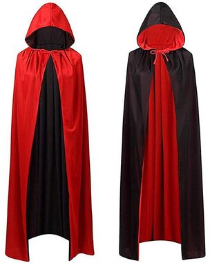 Dekorative Vampir-Kostüm Halloween-Kostüm Schwarzer Rot Umhang als Kapuzen Cape 1er, Halloween-Festival, Cosplay-Party, Zaubershow, Halloween-Gidt