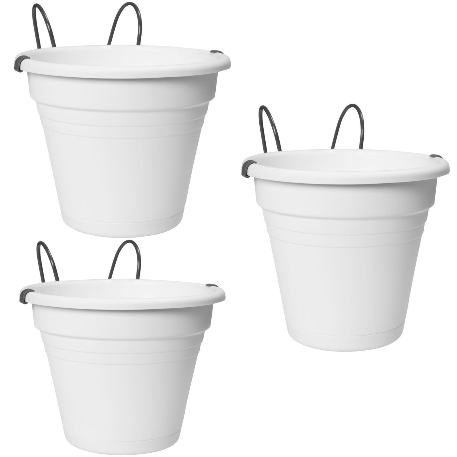astor24 Blumentopf 3 x Hängetopf Kunststoff (Blumentopf Garten Balkon Blumen Topf Kräutertopf Geländertopf, 3 Hängetöpfe), wählbar