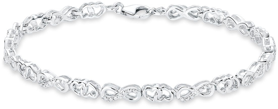 Amor Silberarmband Schmuck Geschenk Armkette Herz, Liebe, Infinity, Unendlichkeit, mit Zirkonia (synth)